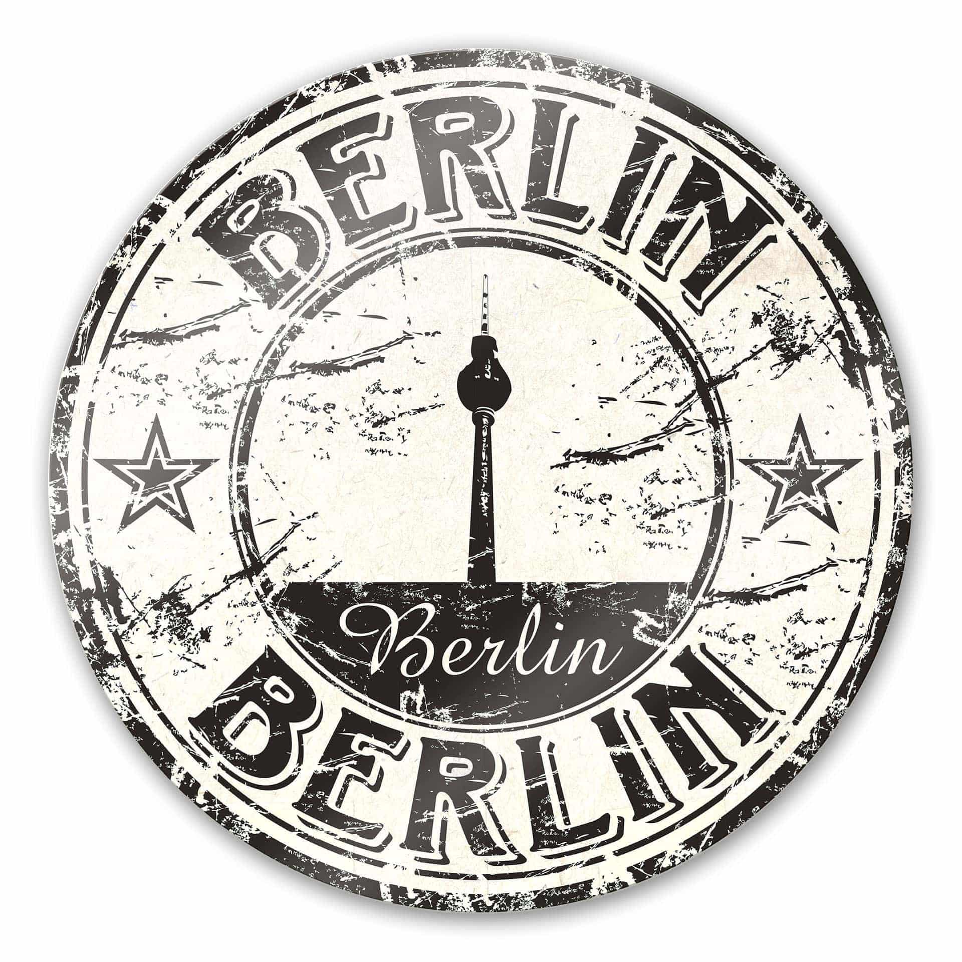 Tableau en verre - Cachet de la poste de Berlin - rond