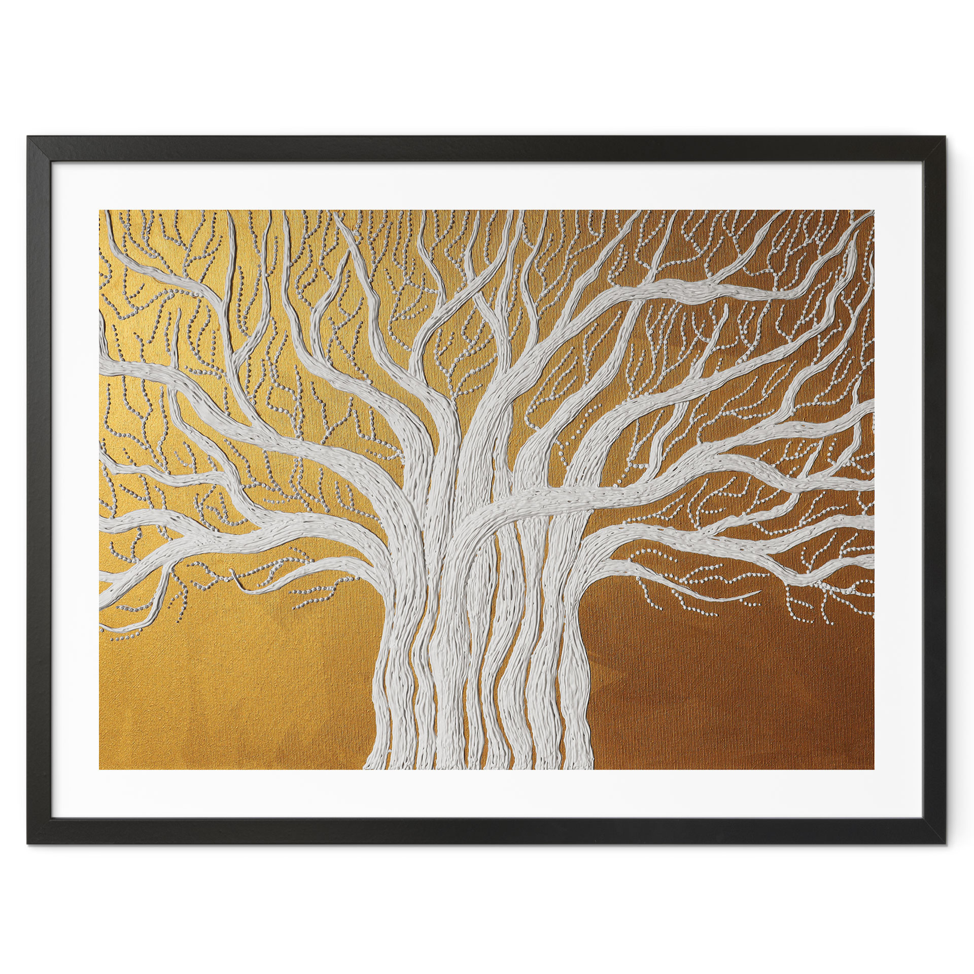 Poster Arbre de vie blanc abstrait - Grande