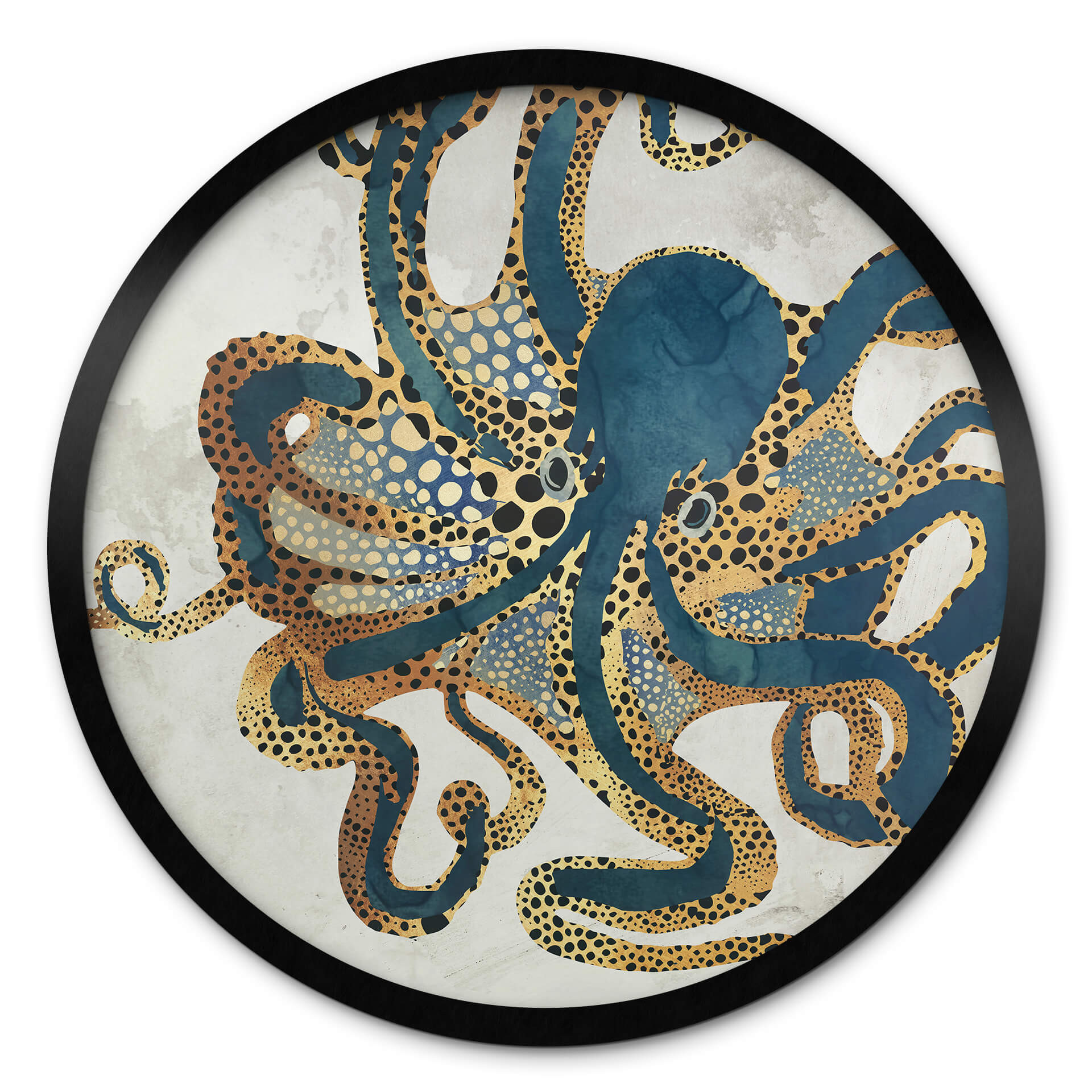 Poster rond SpaceFrog Designs - Pieuvre dorée
