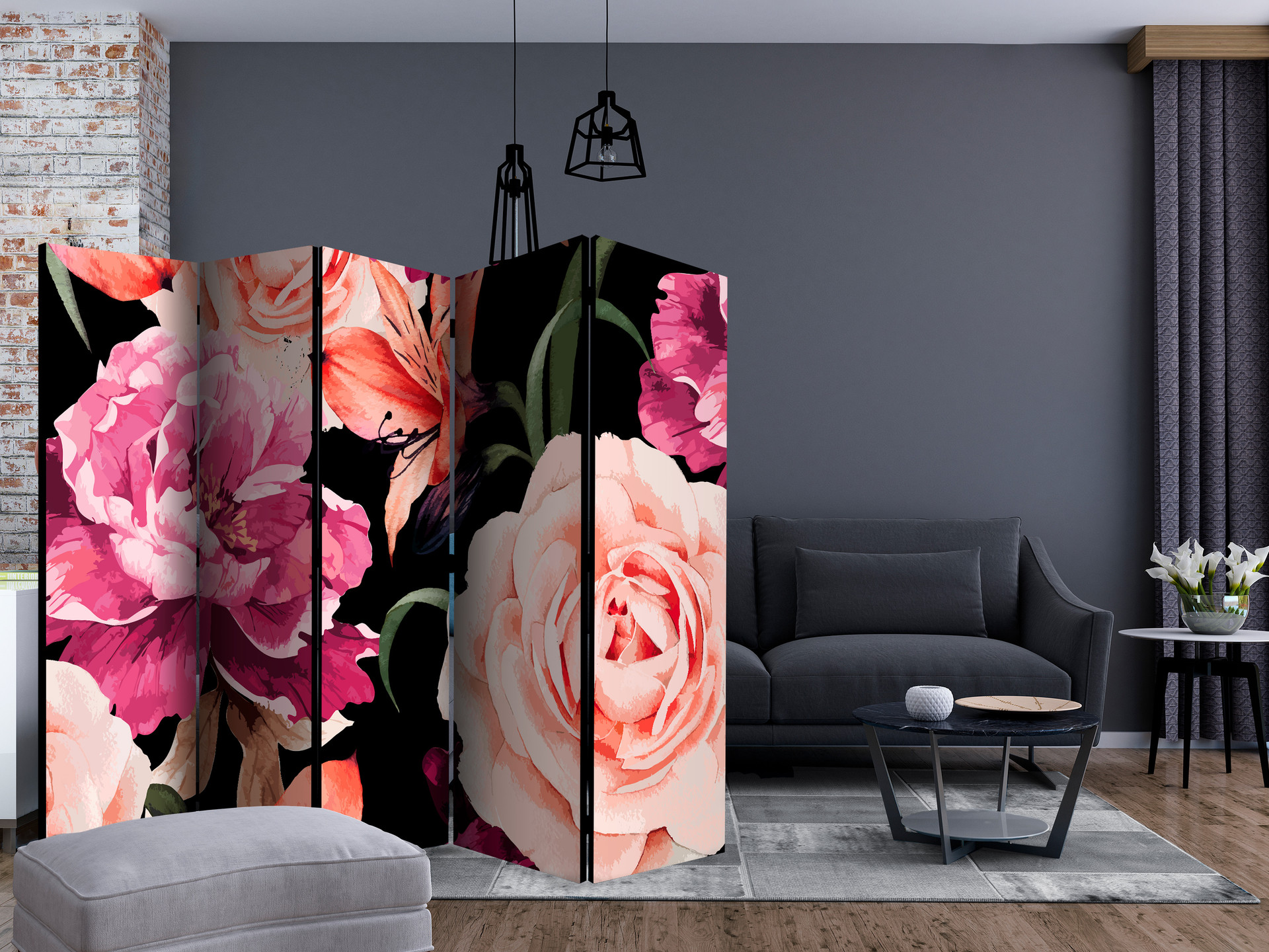 Rumdeler - Kærlighedsbuket af roser , 5-delt - 225x172 cm
