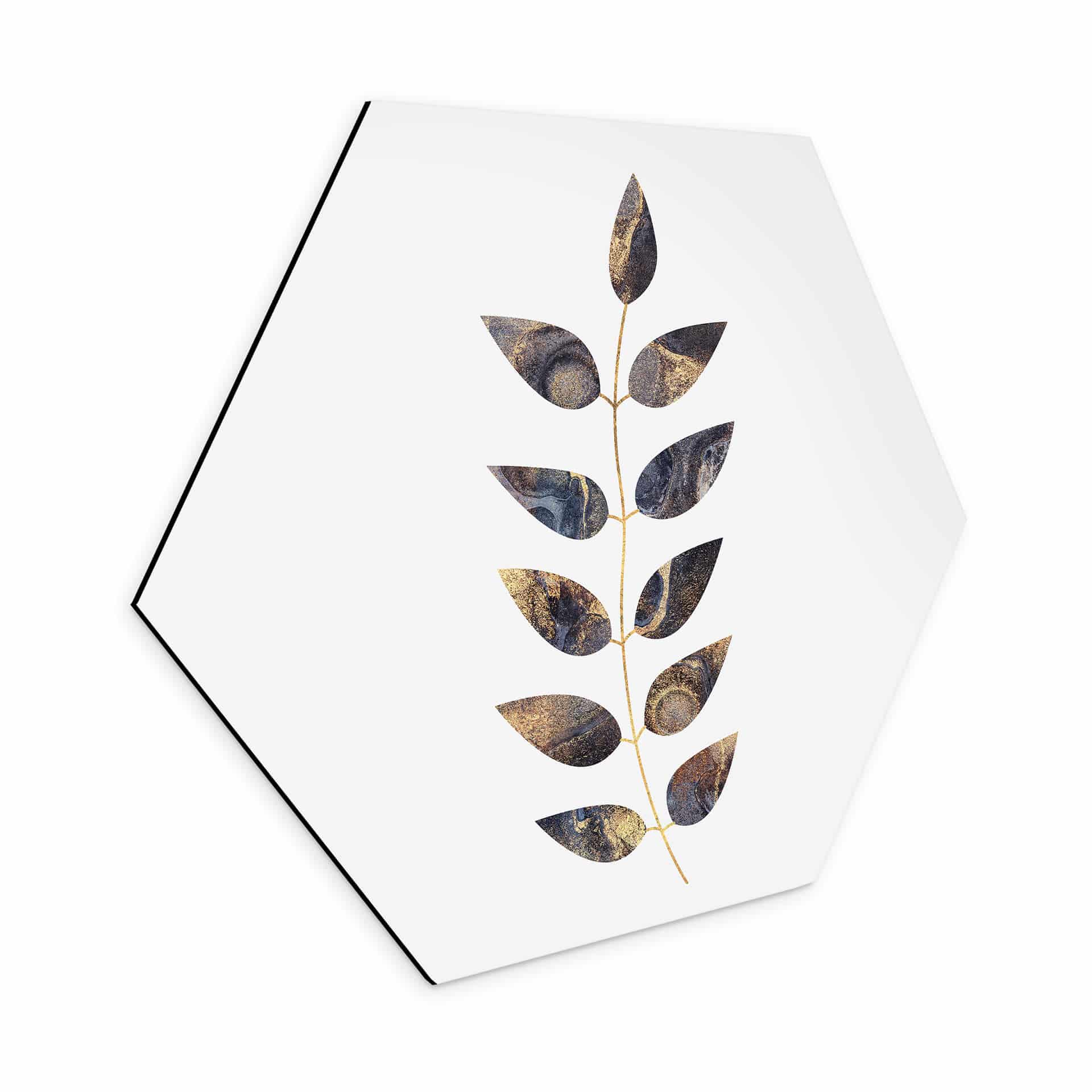 Hexagone - alu-Dibond Fredriksson - Feuilles marbrées