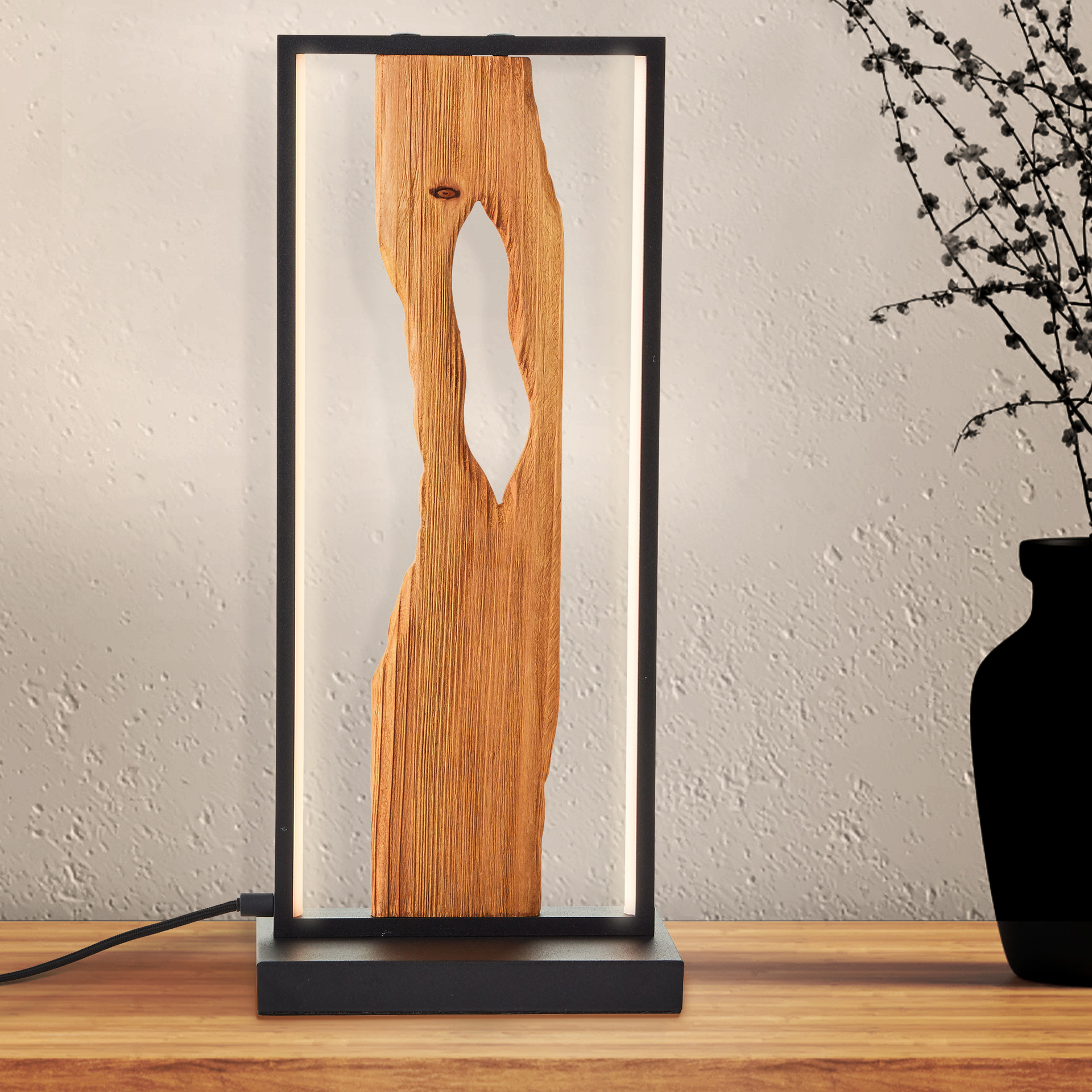 Tischleuchte Elea, braun, 50 x 22 cm, Holz Innenleuchte