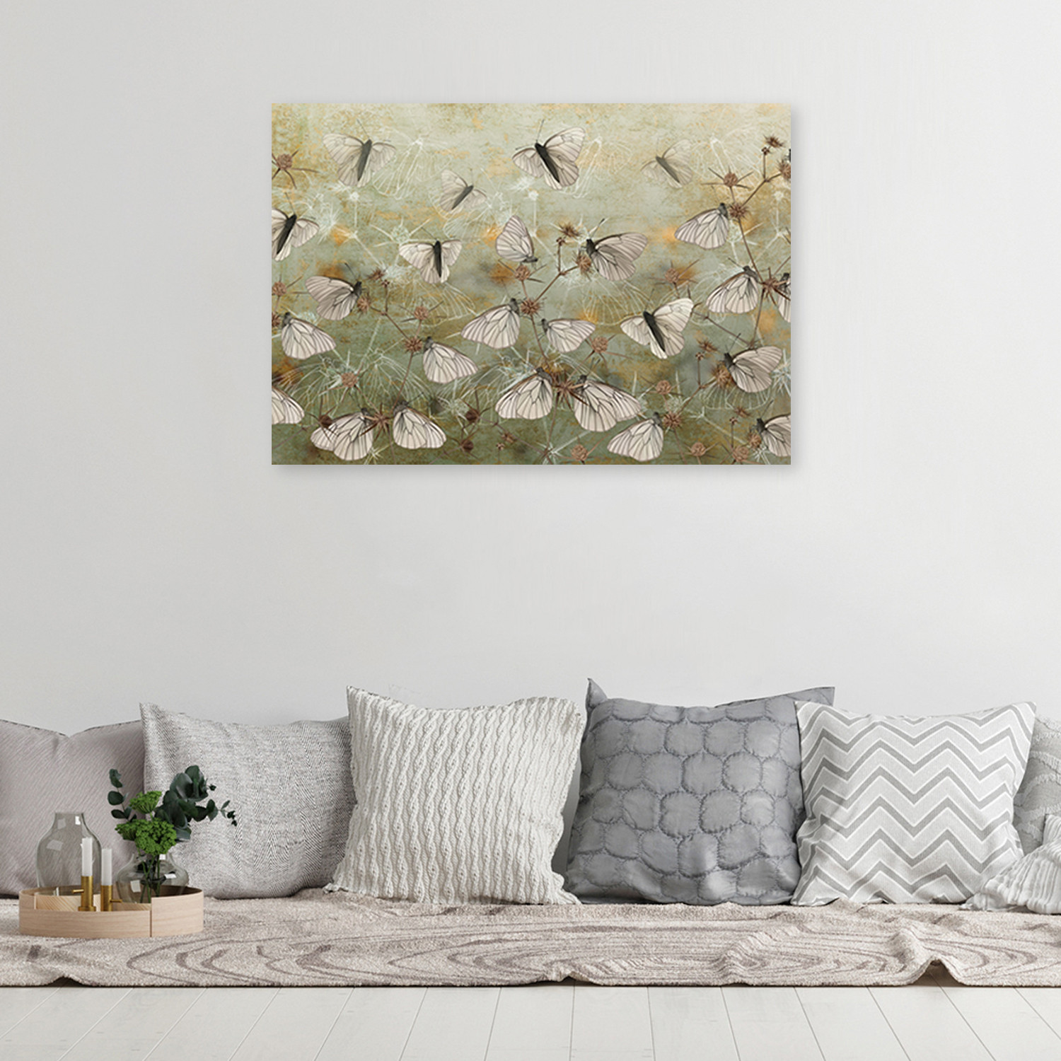 Canvasbillede, Boho sommerfugle på engen