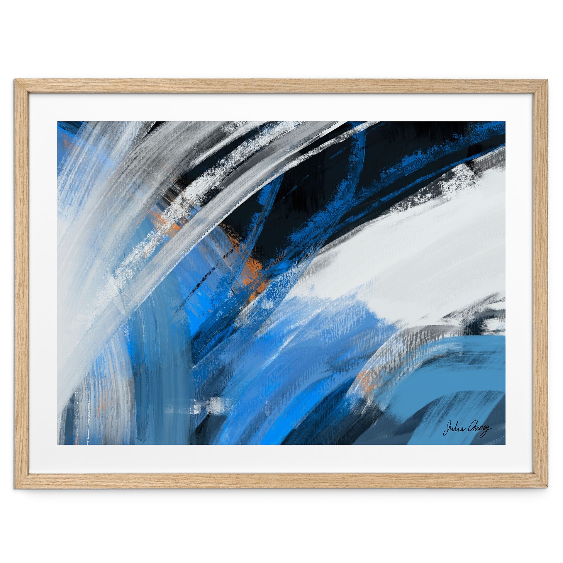 Poster Pennellate Blu Astratto - Cheney