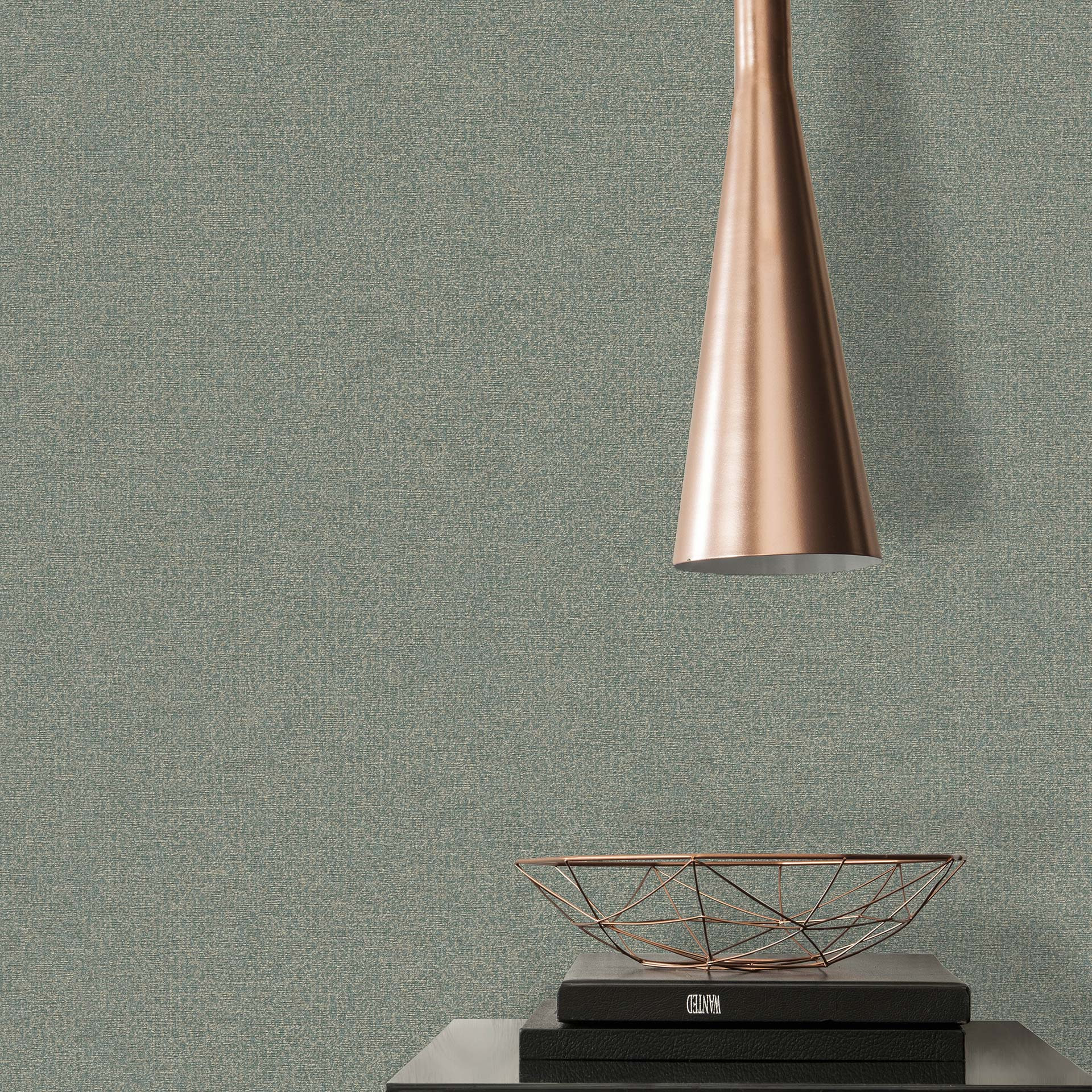 Effen behang metallic groen goud duurzaam - vliesbehang vintage by A.S. Création 386622