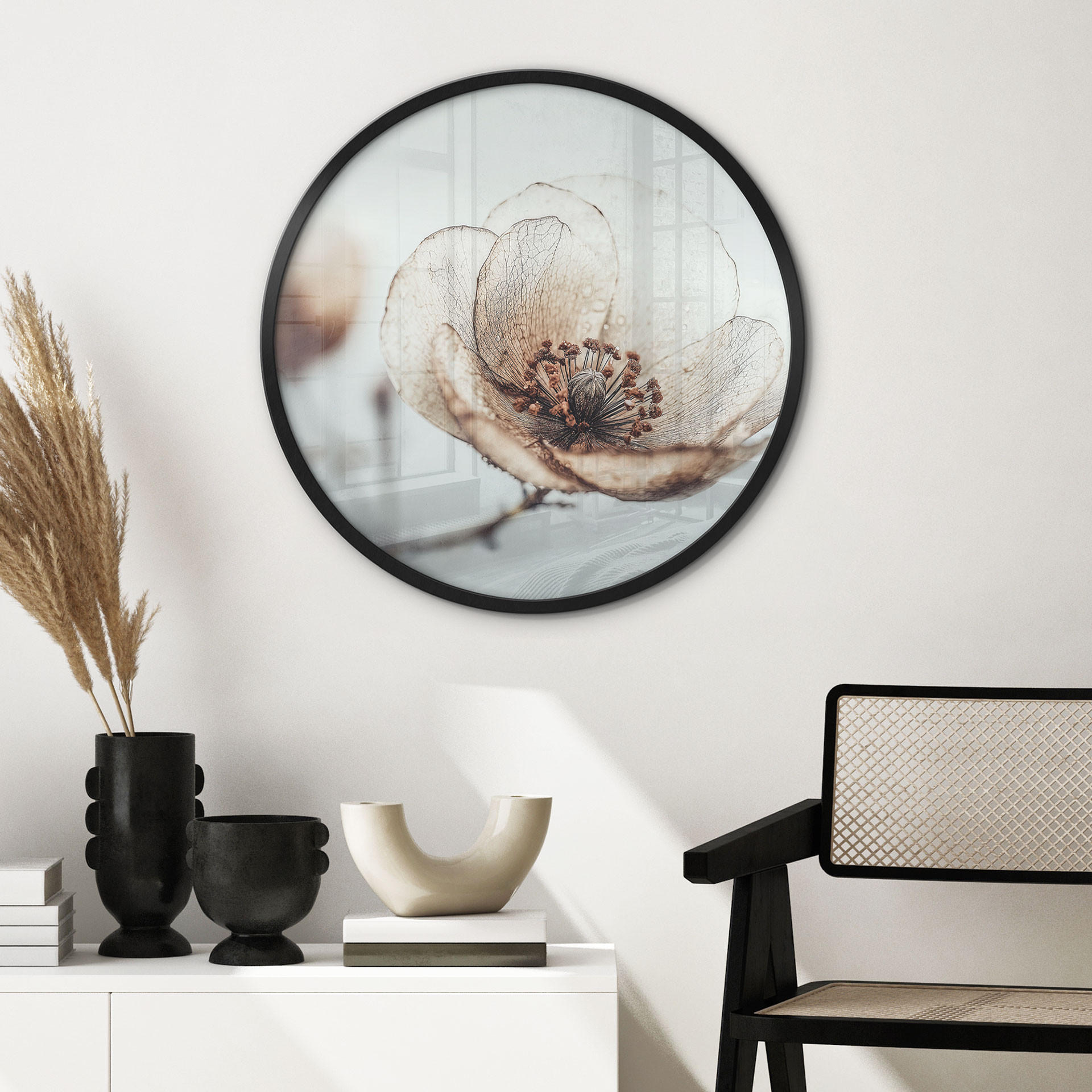 Poster Fleur séchée Beige Poésie naturelle - Treechild - Rond