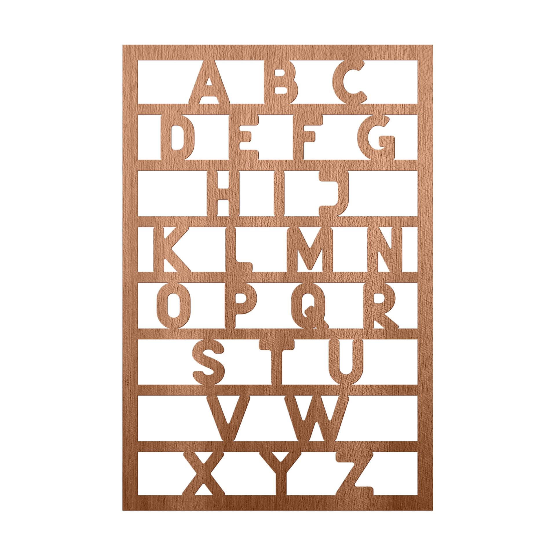 Dekoracja drewniana mahoń - Alfabet ABC