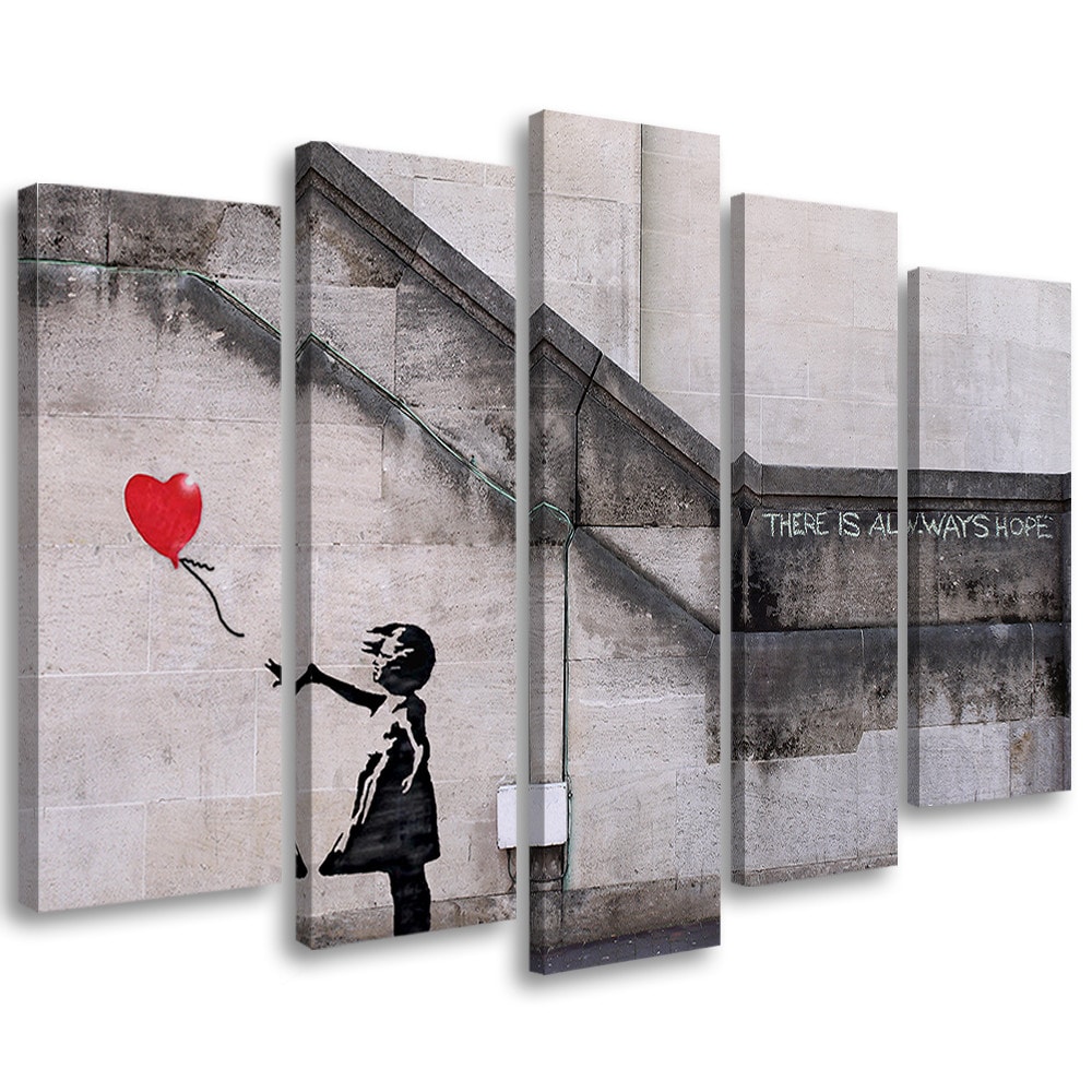 5 stykke lærredstryk, Banksy Balloon Girl