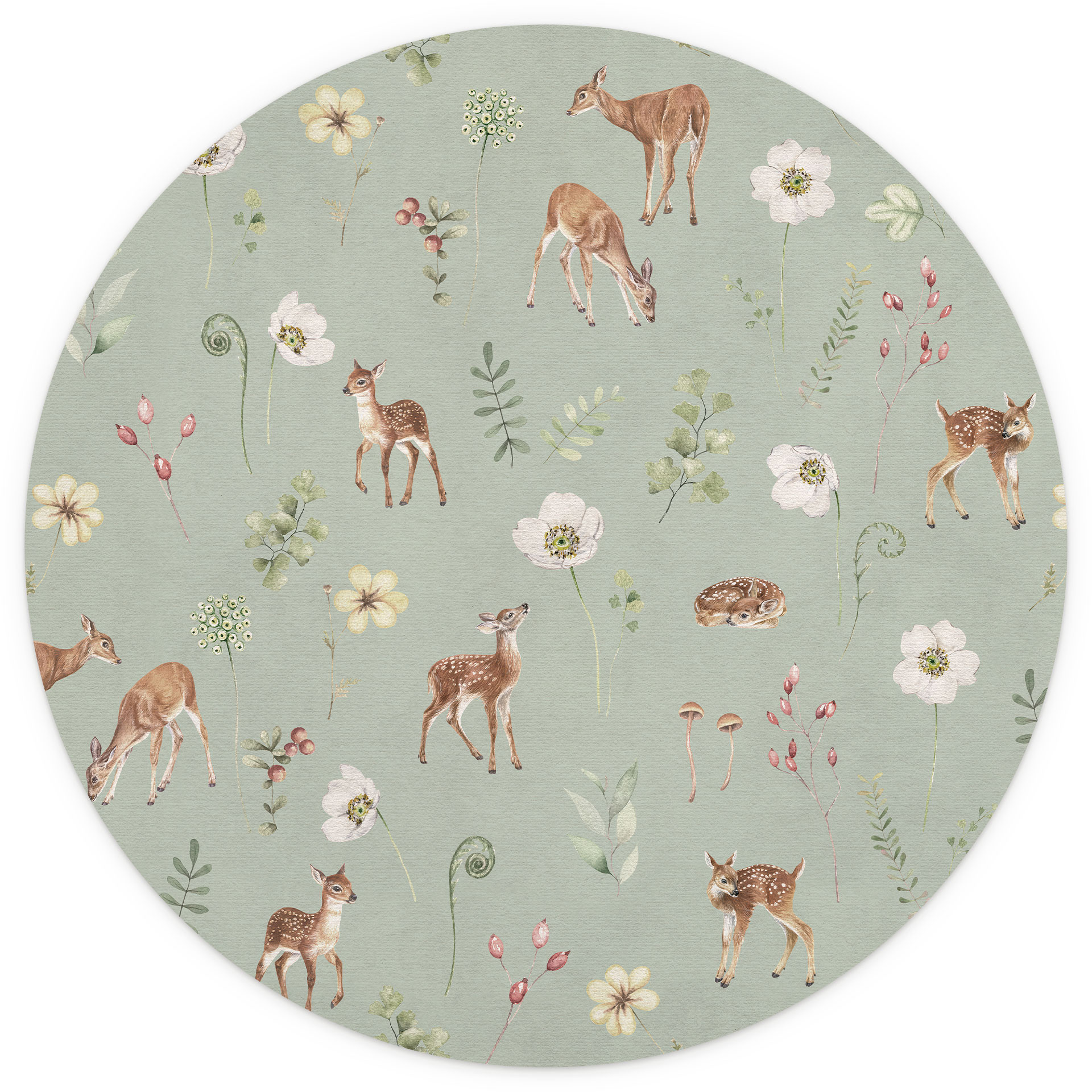 Fawn droom op het platteland - Kikki Belle - Rond - vliesbehang/zelfklevend vliesbehang