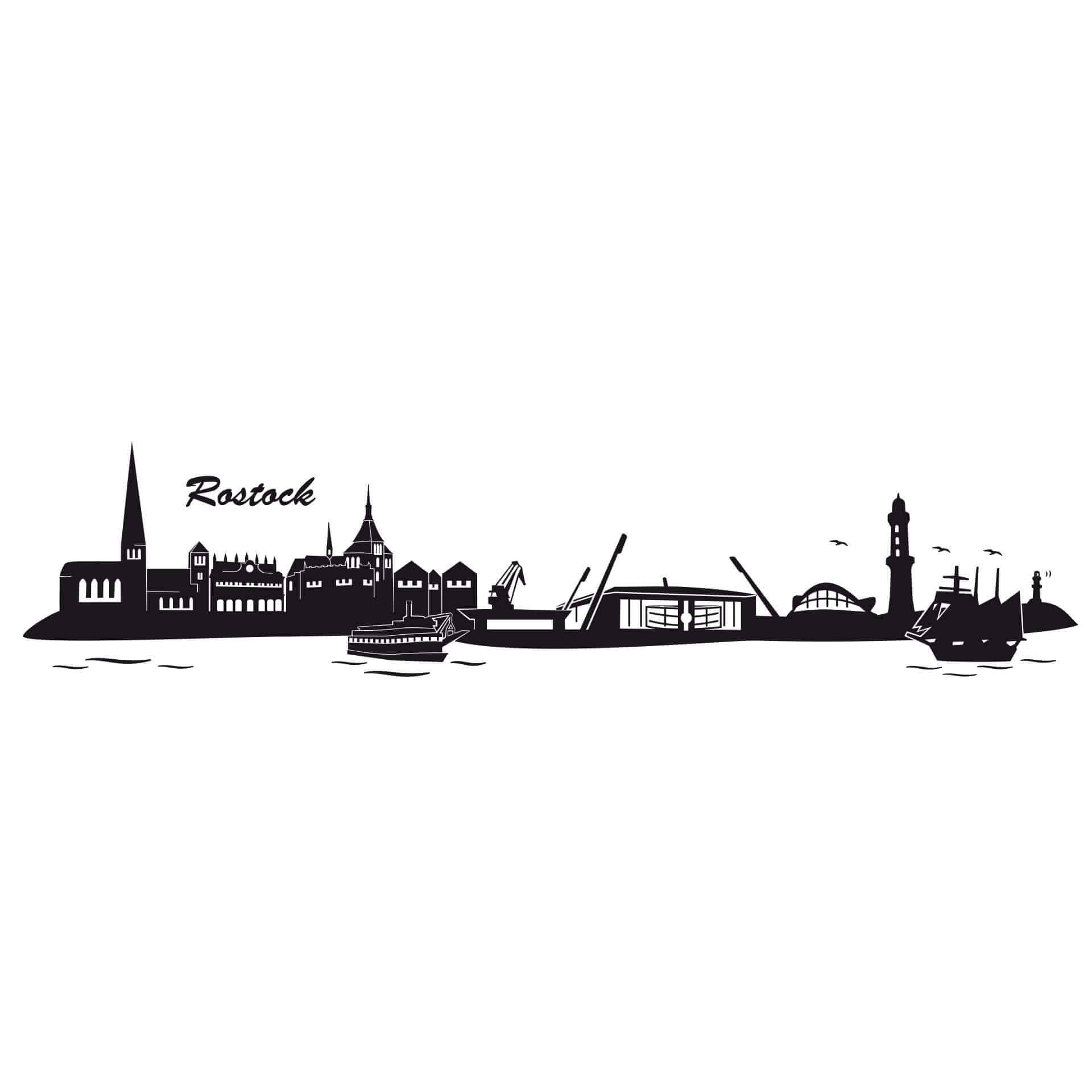 Wandtattoo Hansa Rostock Skyline mit Logo farbig