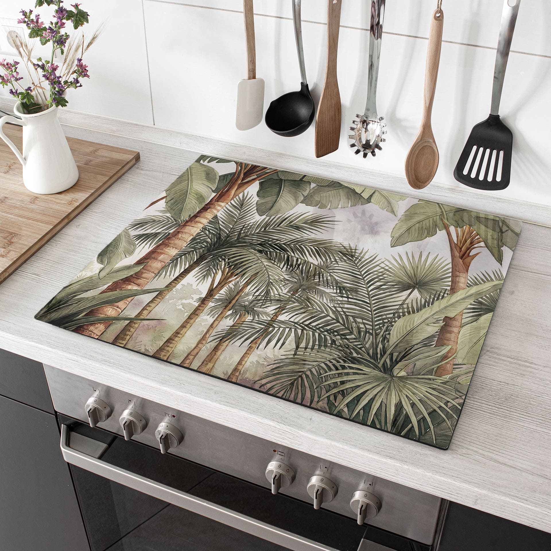 Herdabdeckplatte Tropischer Palmenwald - Pictufy Studio