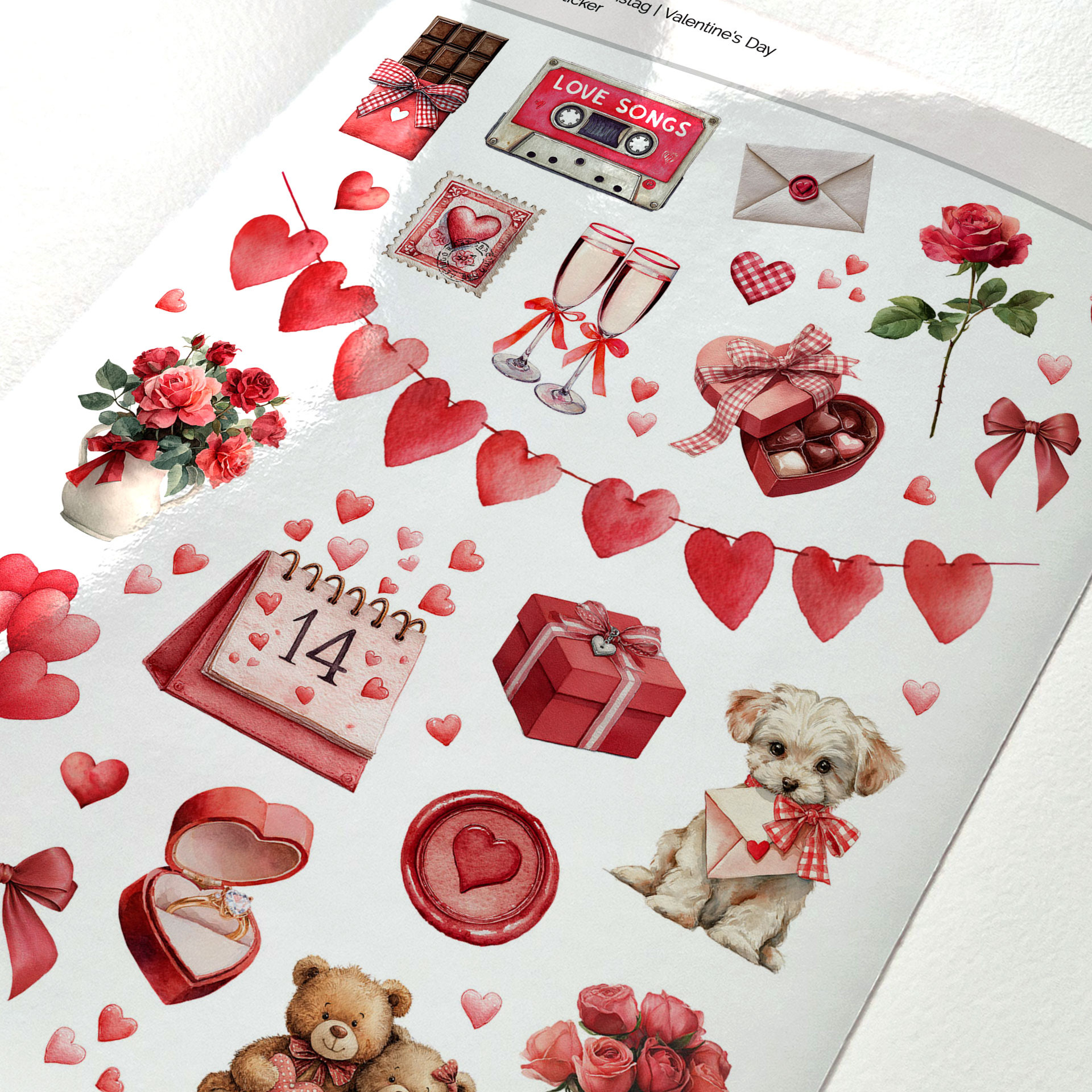 Valentijnsdag stickers - Liefdesgroeten met hartjes
