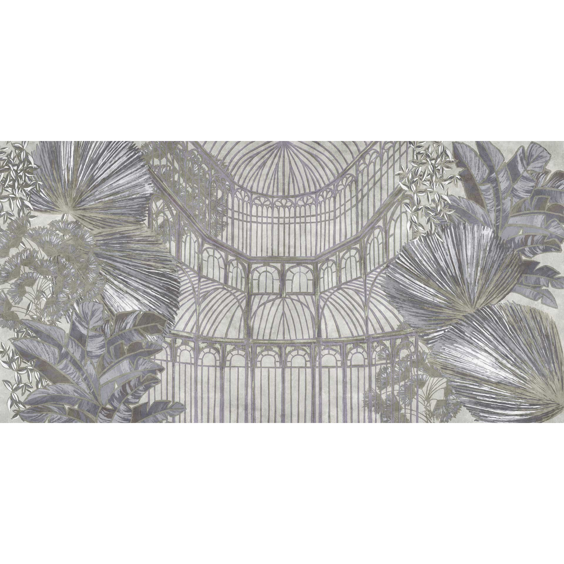 Orangerie architectuur behang - tropisch plantenmotief in serre
