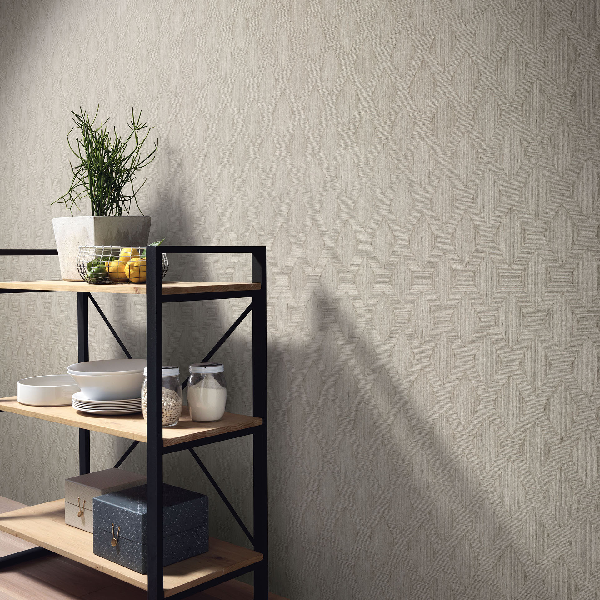 Vliesbehang, grafisch behang Secret Garden beige