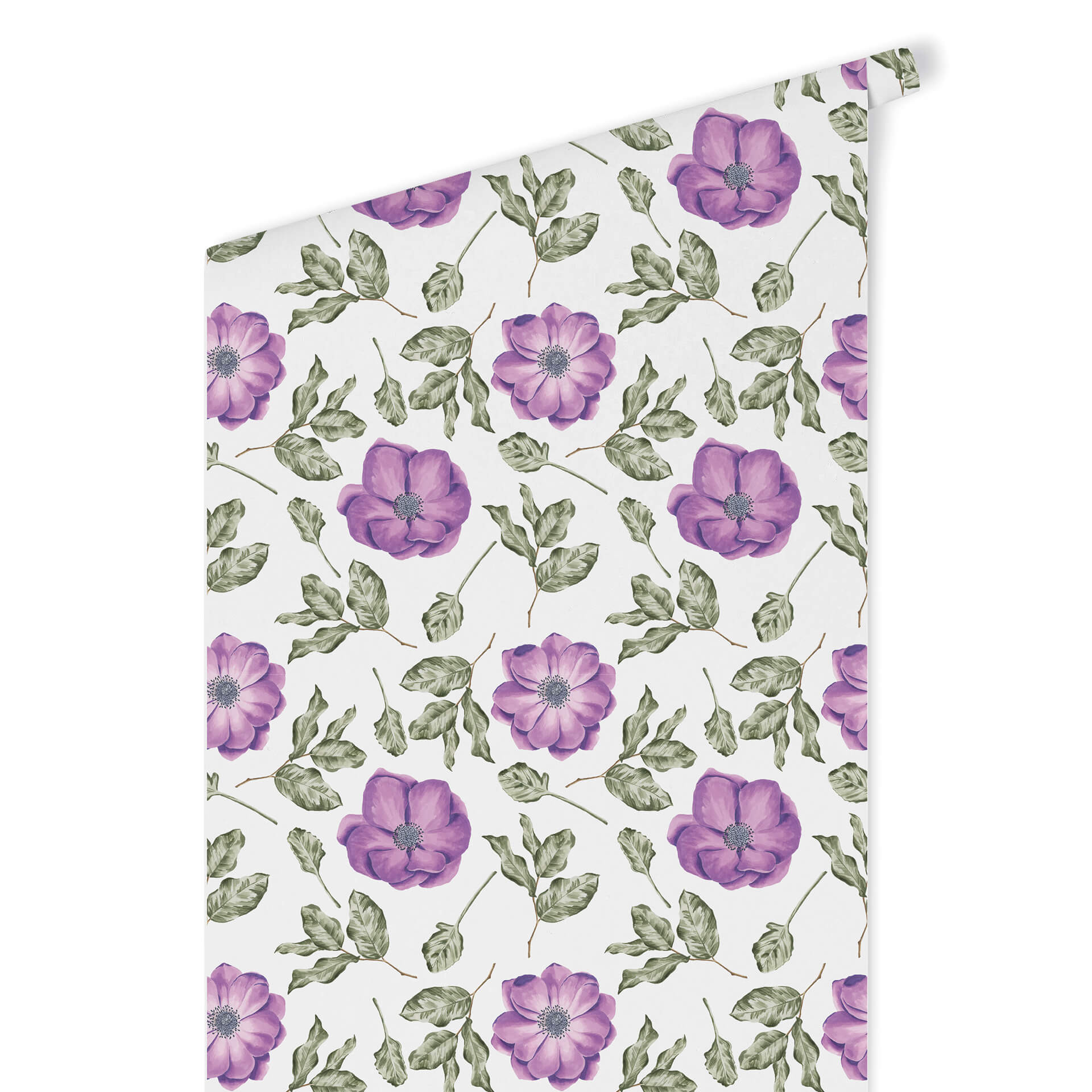 Tapet med mønster - akvarelblomster 05 - violet