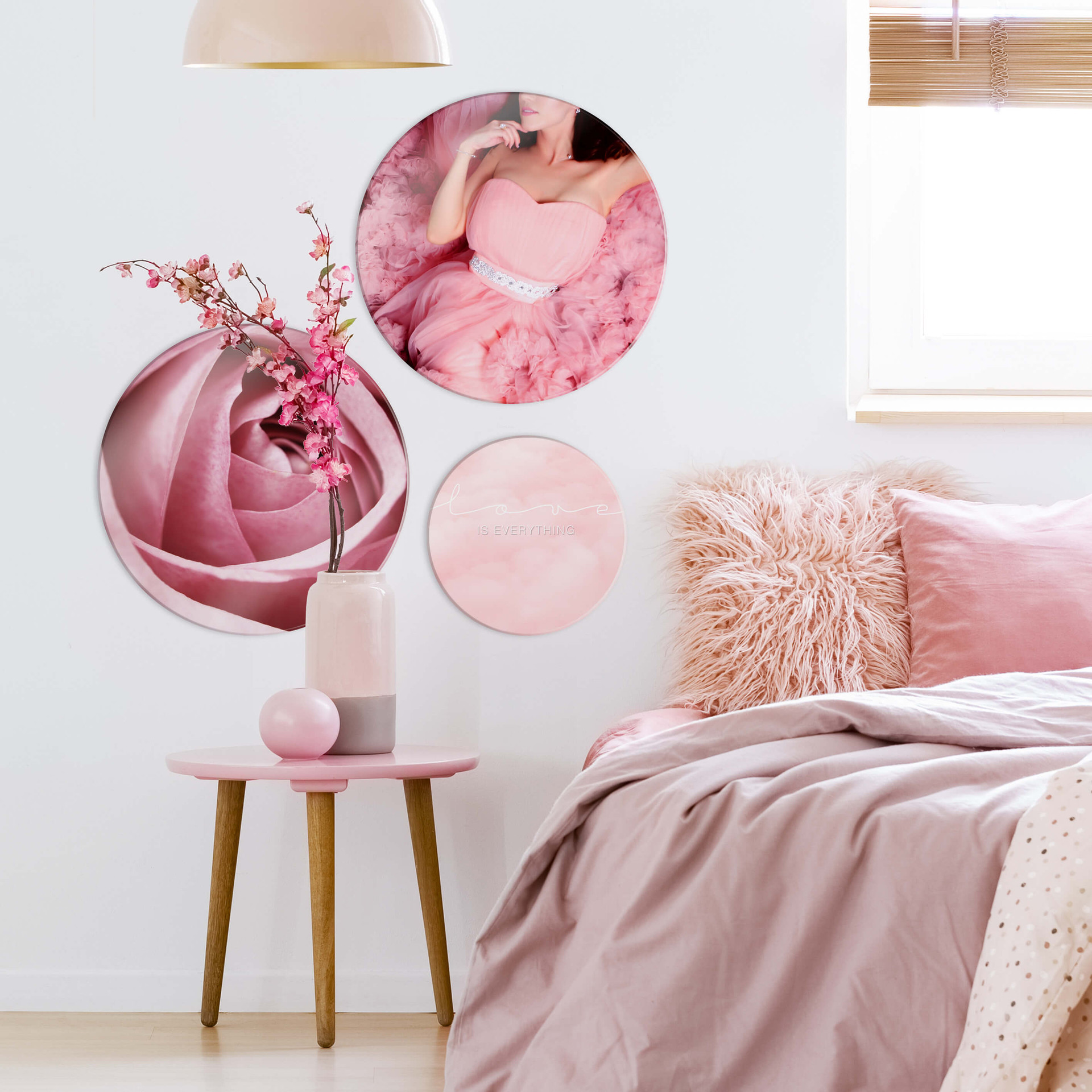 Glasschilderij Pink Dress - rond