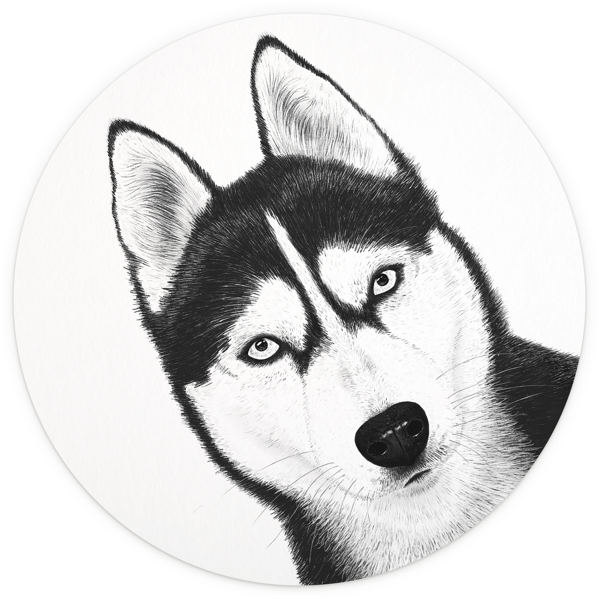 Muurschildering Siberische husky - hondenportret - Korenkova - Rond - - vliesbehang/zelfklevend vlie