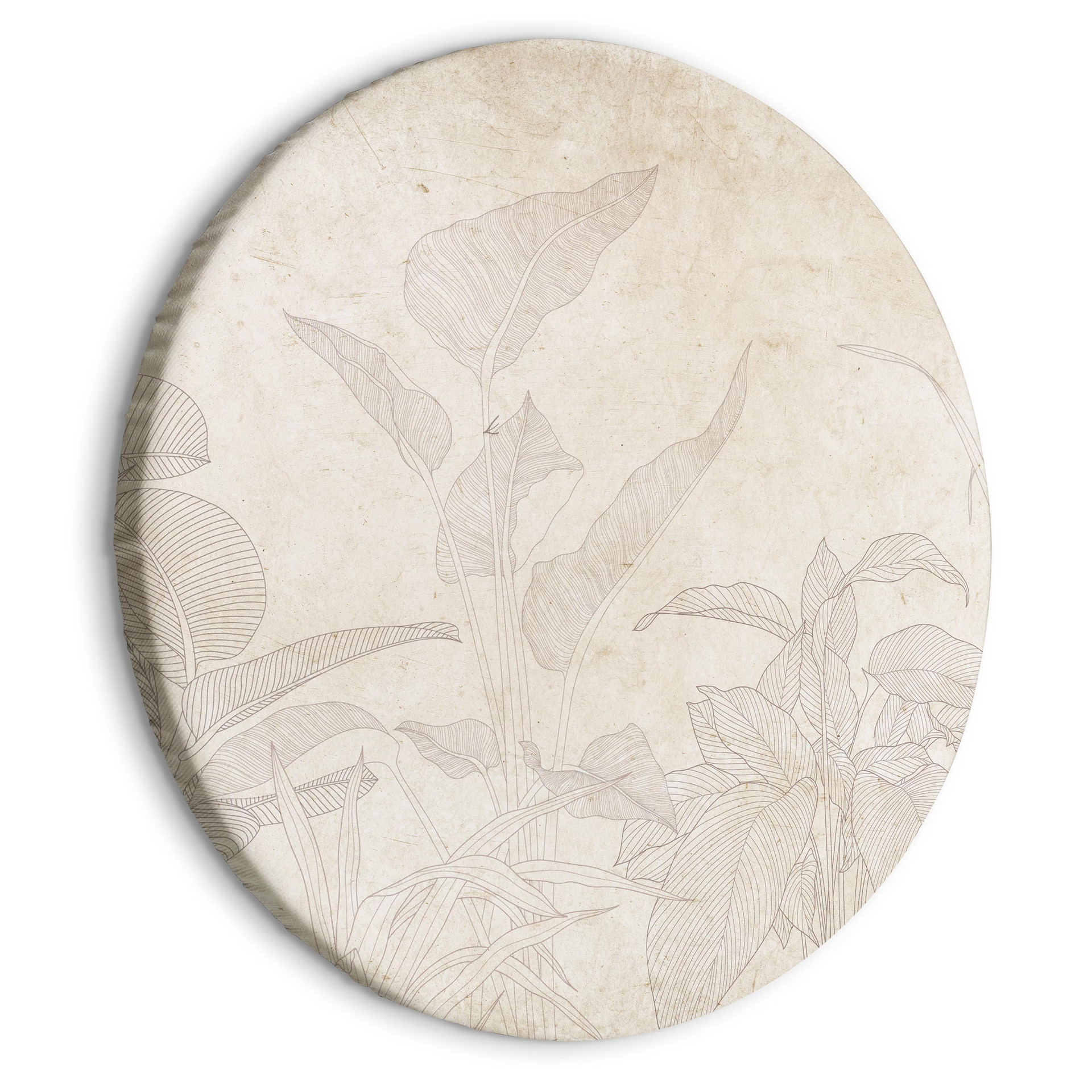 Rundes Leinwandbild Gedämpftes exotisches Grün in Beige