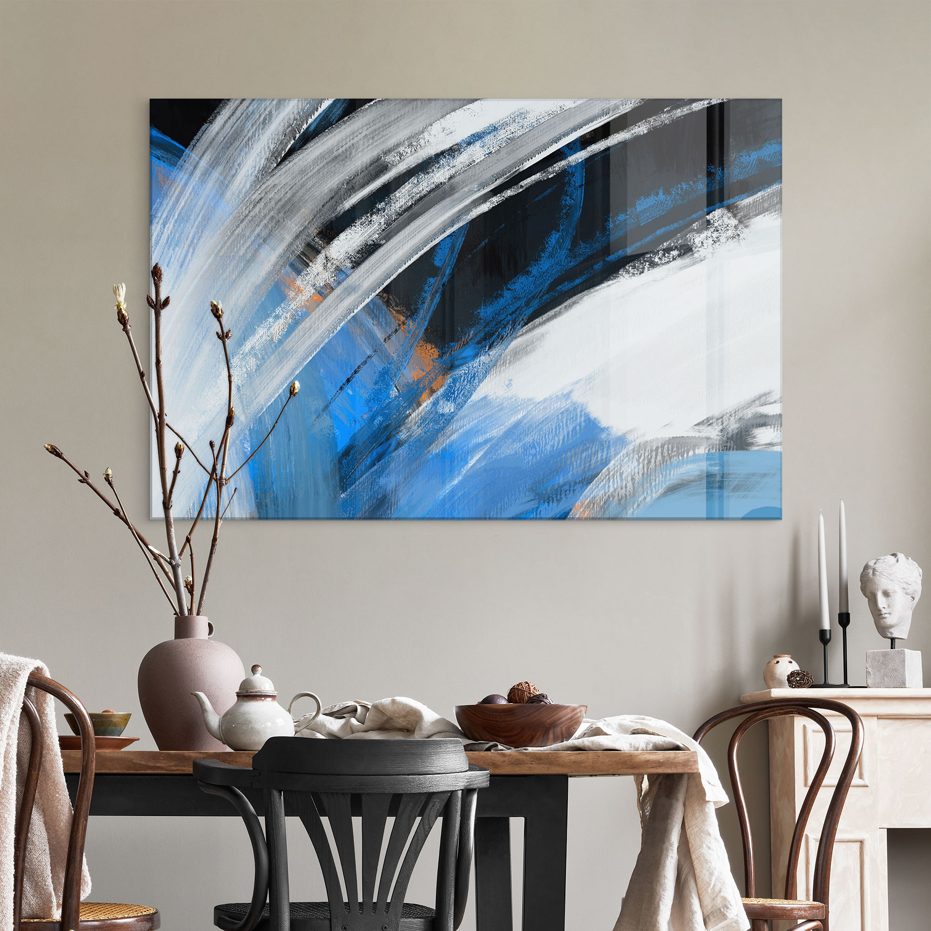 Acrylglasbild Blaue Pinselstriche abstrakt - Cheney