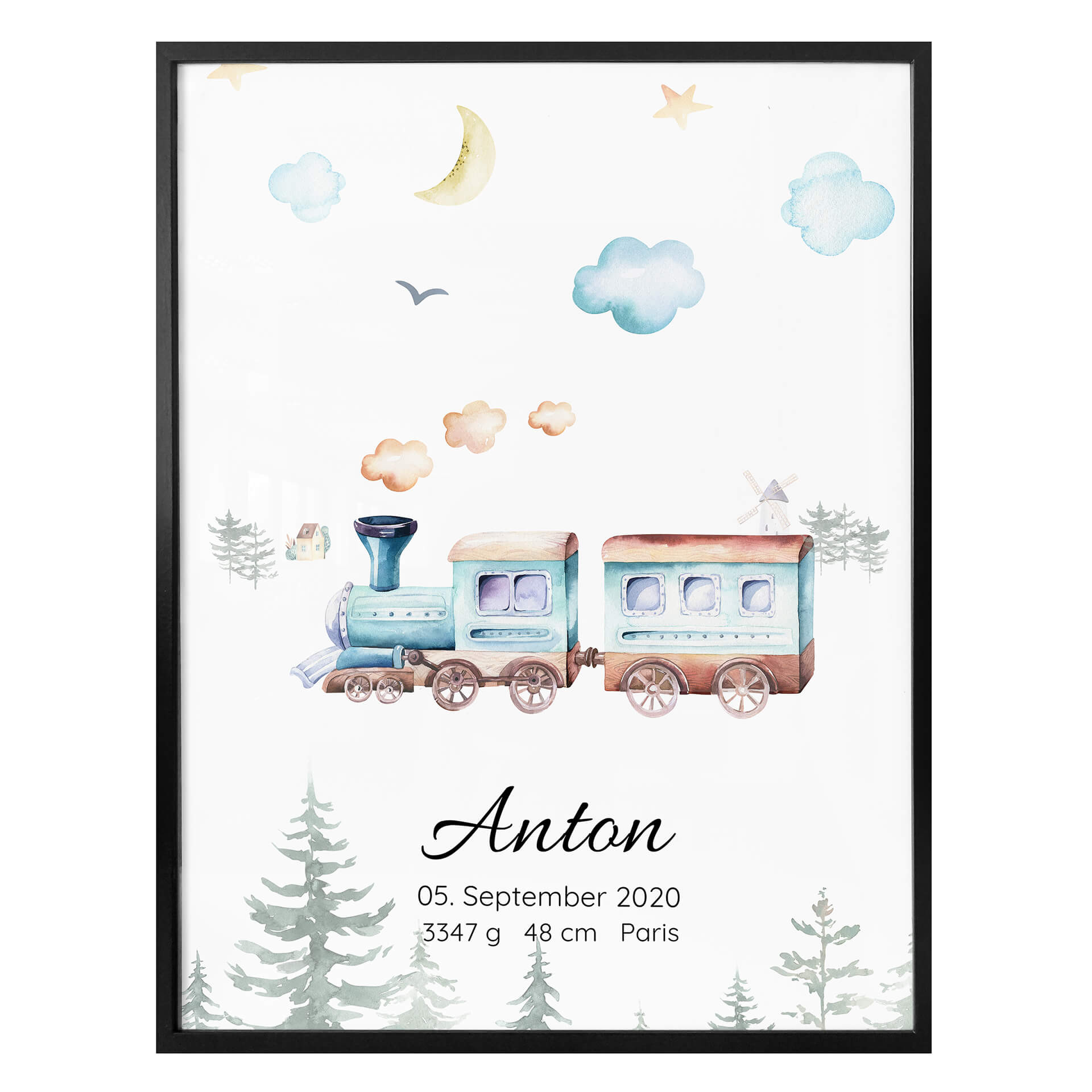 Poster Kvilis - Locomotive + Texte à personnaliser