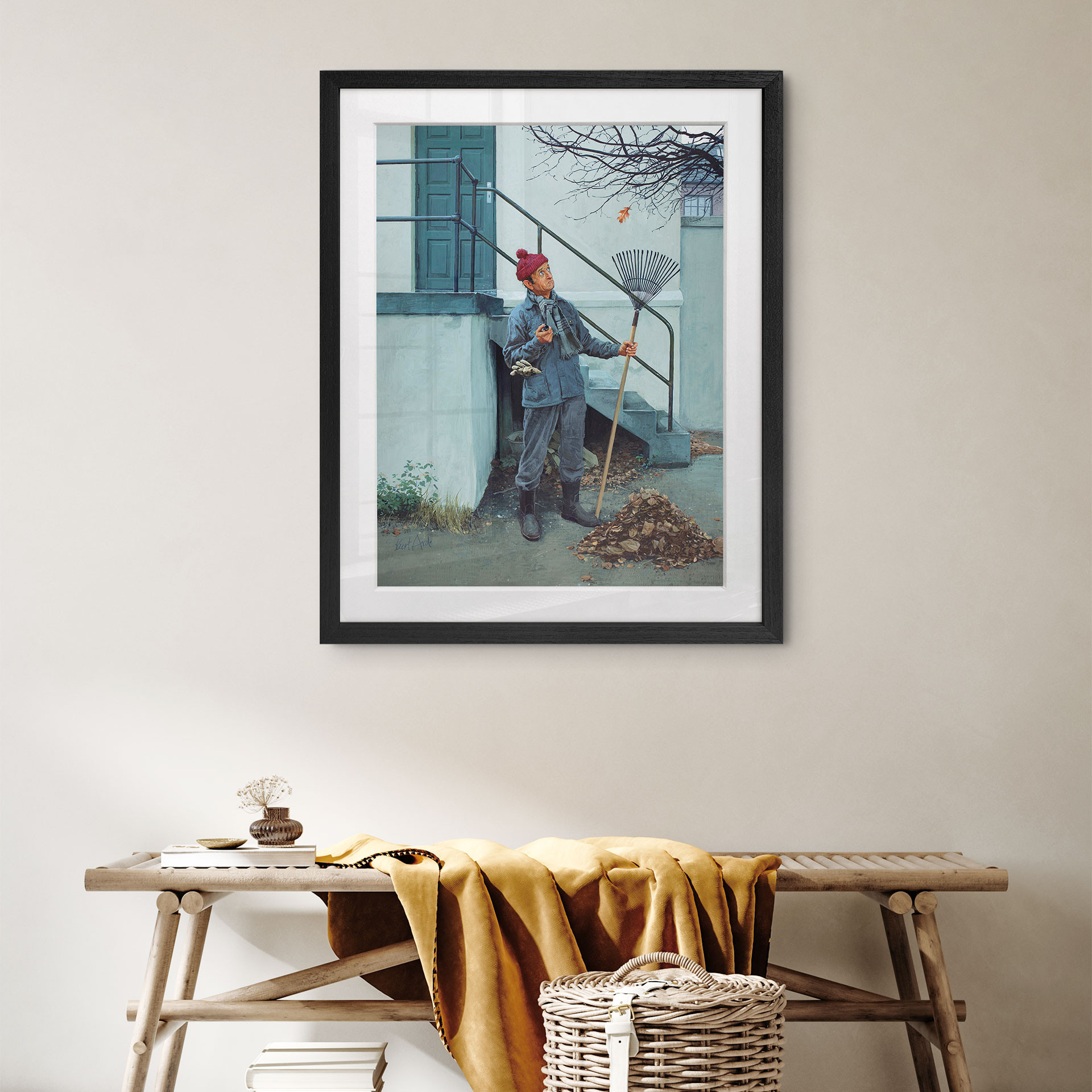 Fine Art Poster mit Passepartout Laubfall (1970) - Kurt Ard