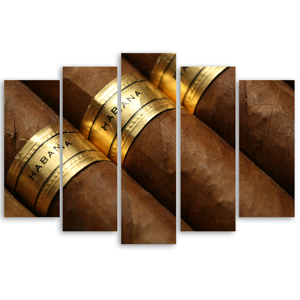 5 stykke lærredstryk, cubansk cigar