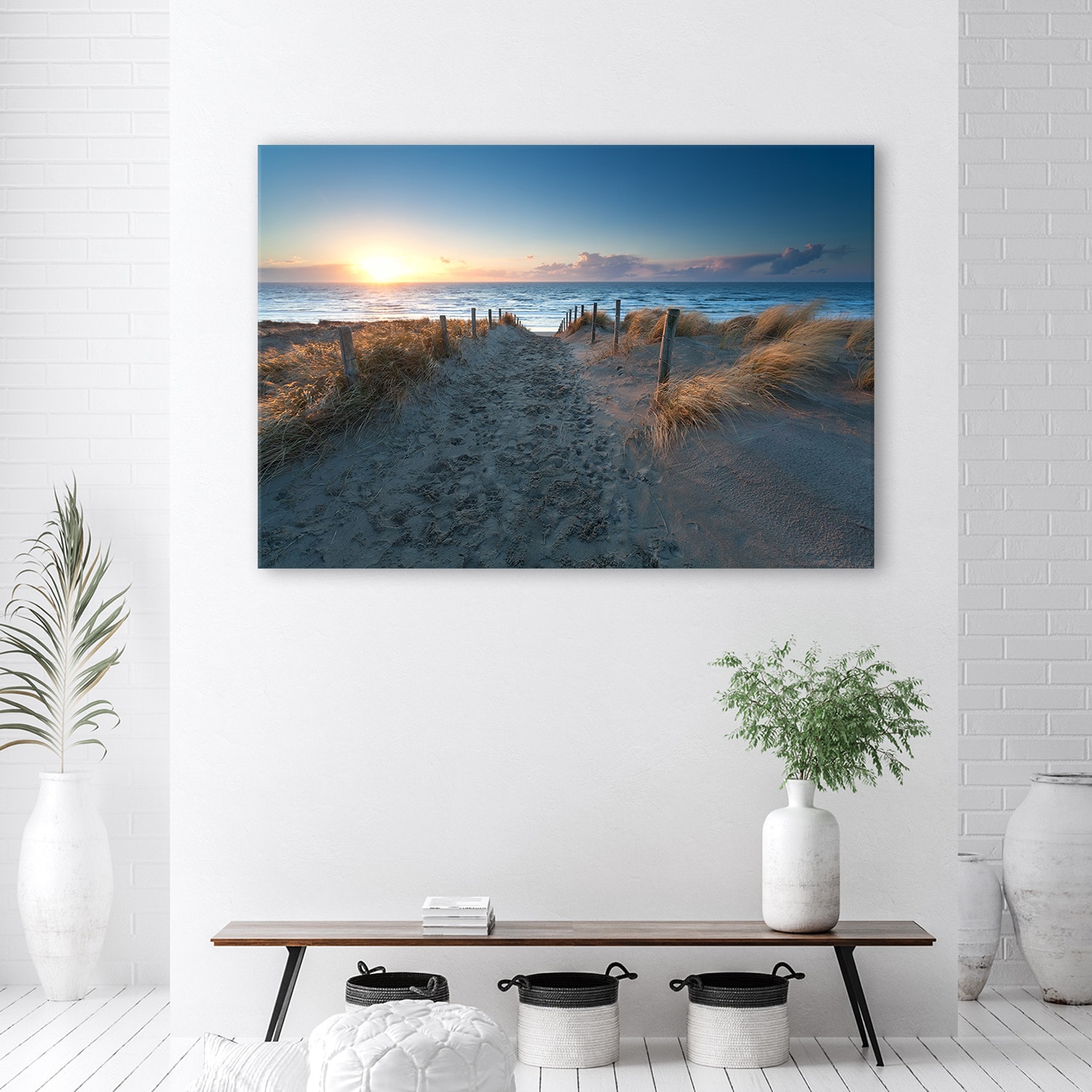 Canvasbillede, solnedgang over havet
