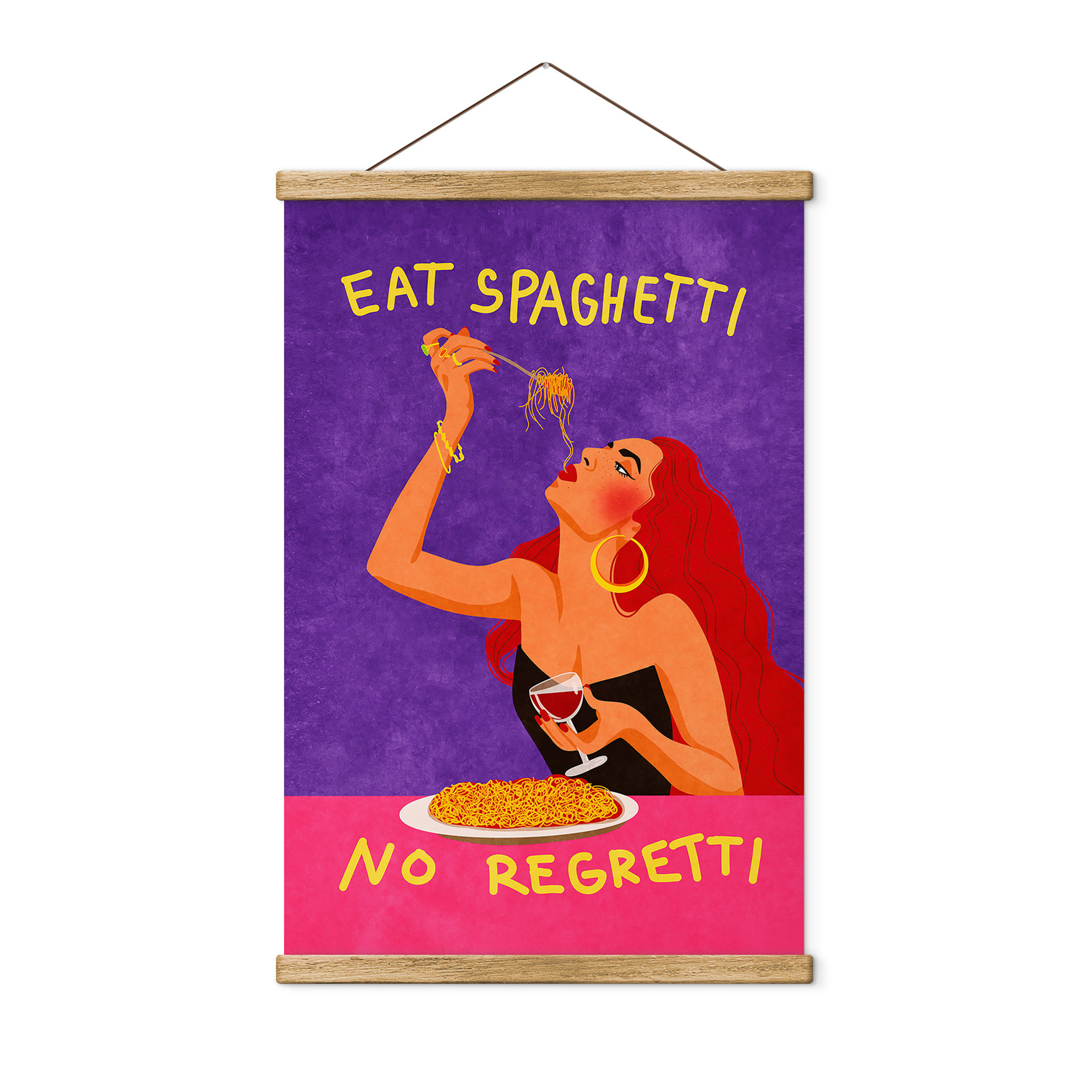 Stoffbild Spaghetti und Wein - Oltmanns - aus der Cosy Kollektion