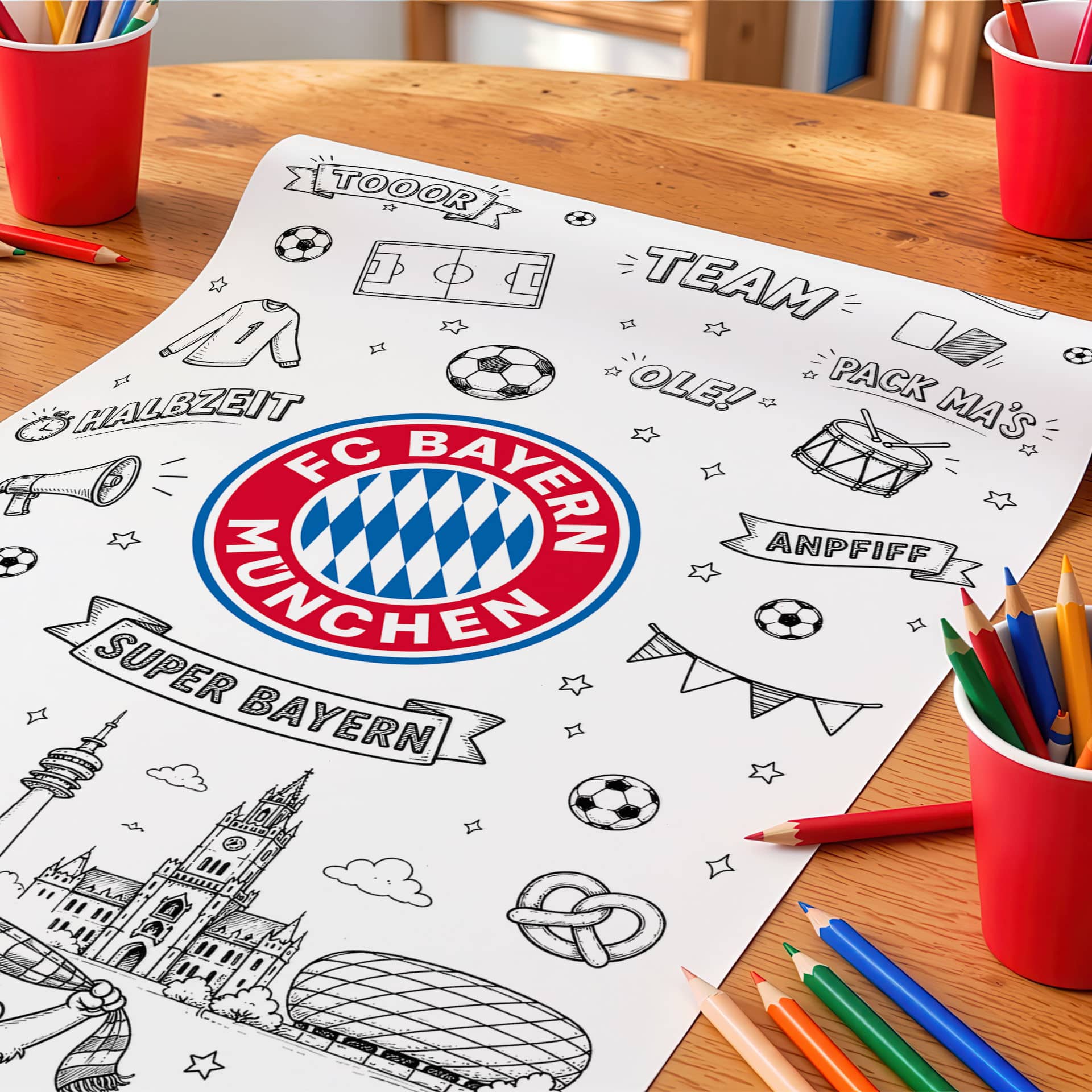 FC Bayern Ausmaltapete – Tapete zum Ausmalen für Kinder - 48x200 cm