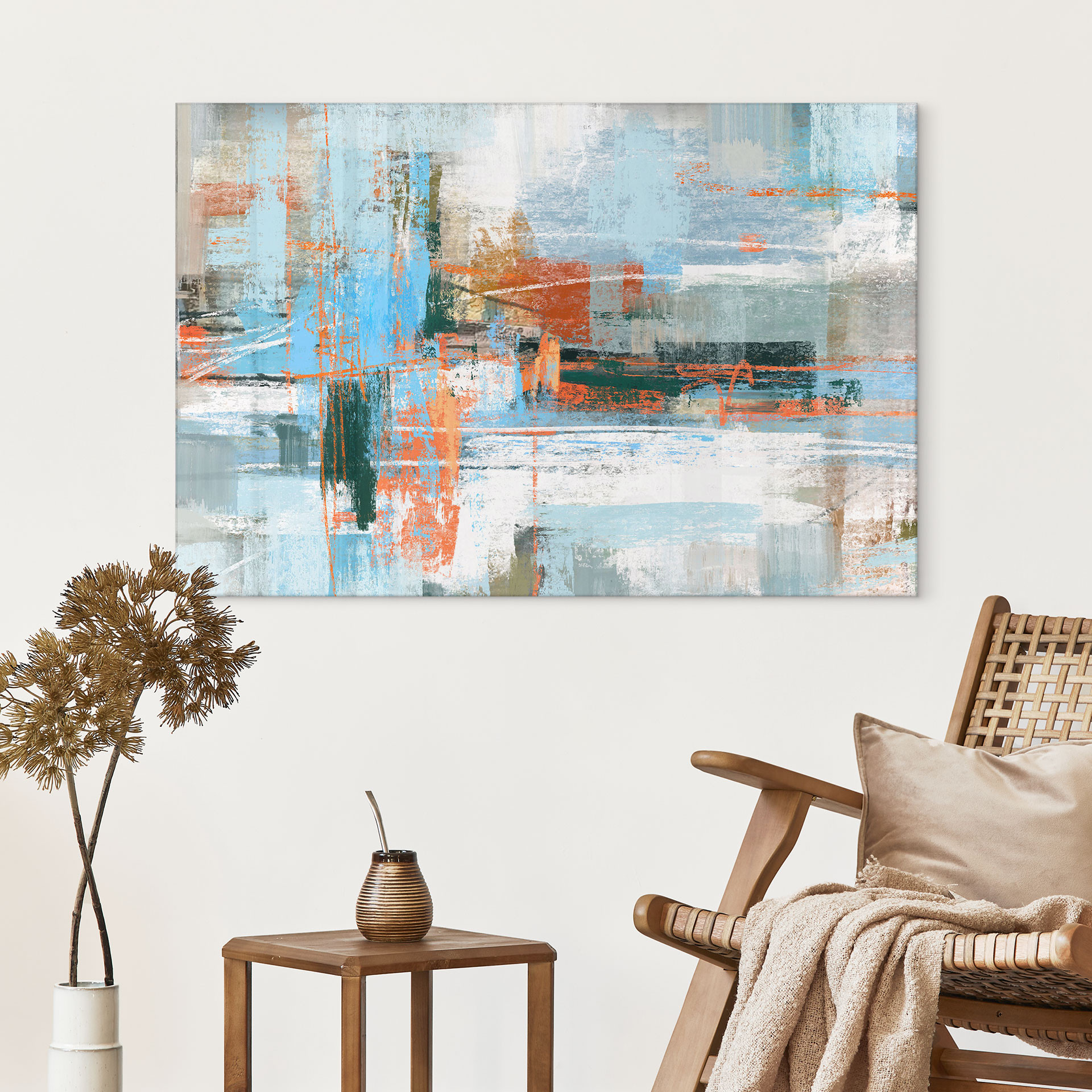 Acrylglasbild Abstraktes Farbspiel blau orange - Cheney
