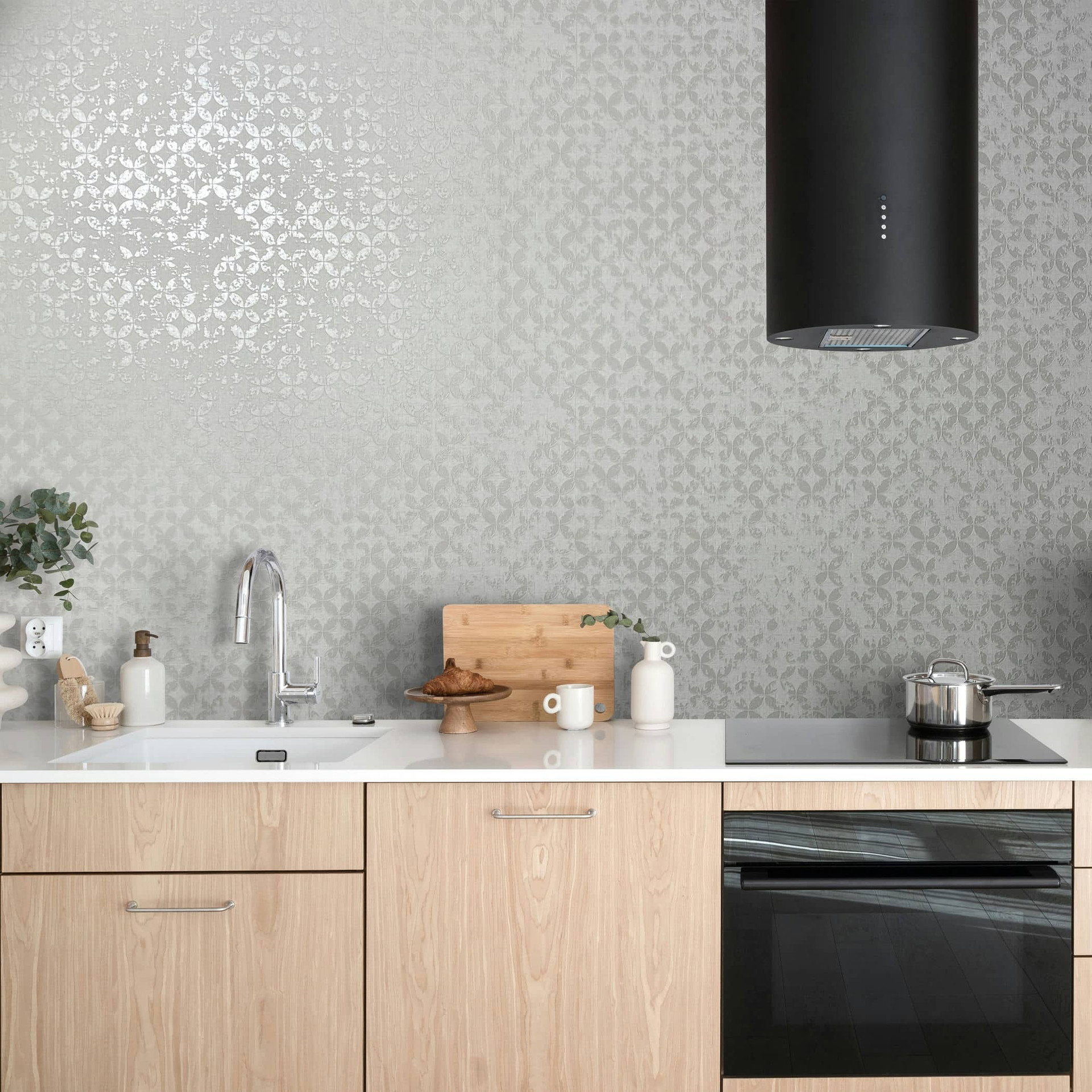 vliesbehang met sterren ornament stijl wit grafisch