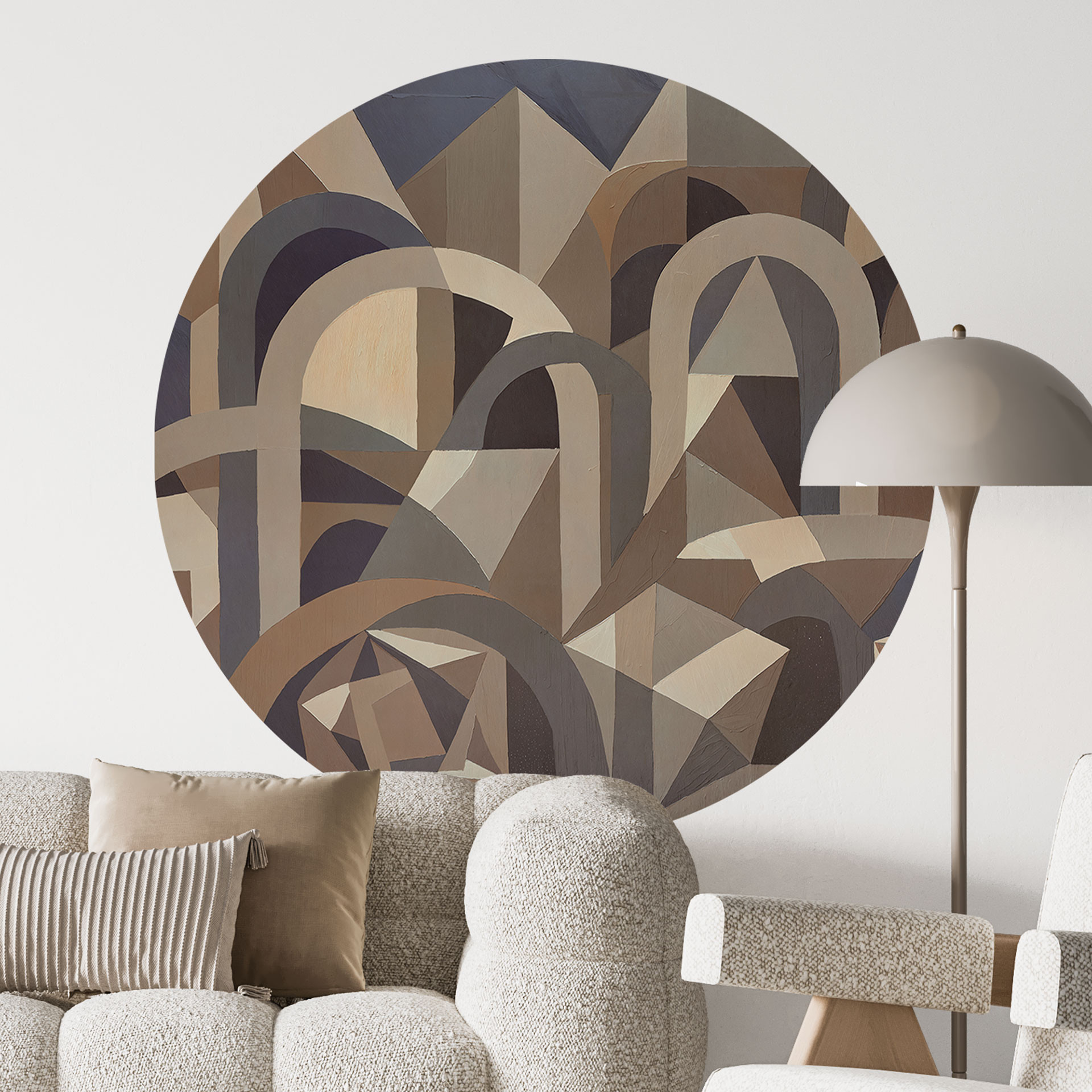 Muursticker Silent Axis - Geometrische Architectuur - Sir Edward x Grigory Gladarev - Rond