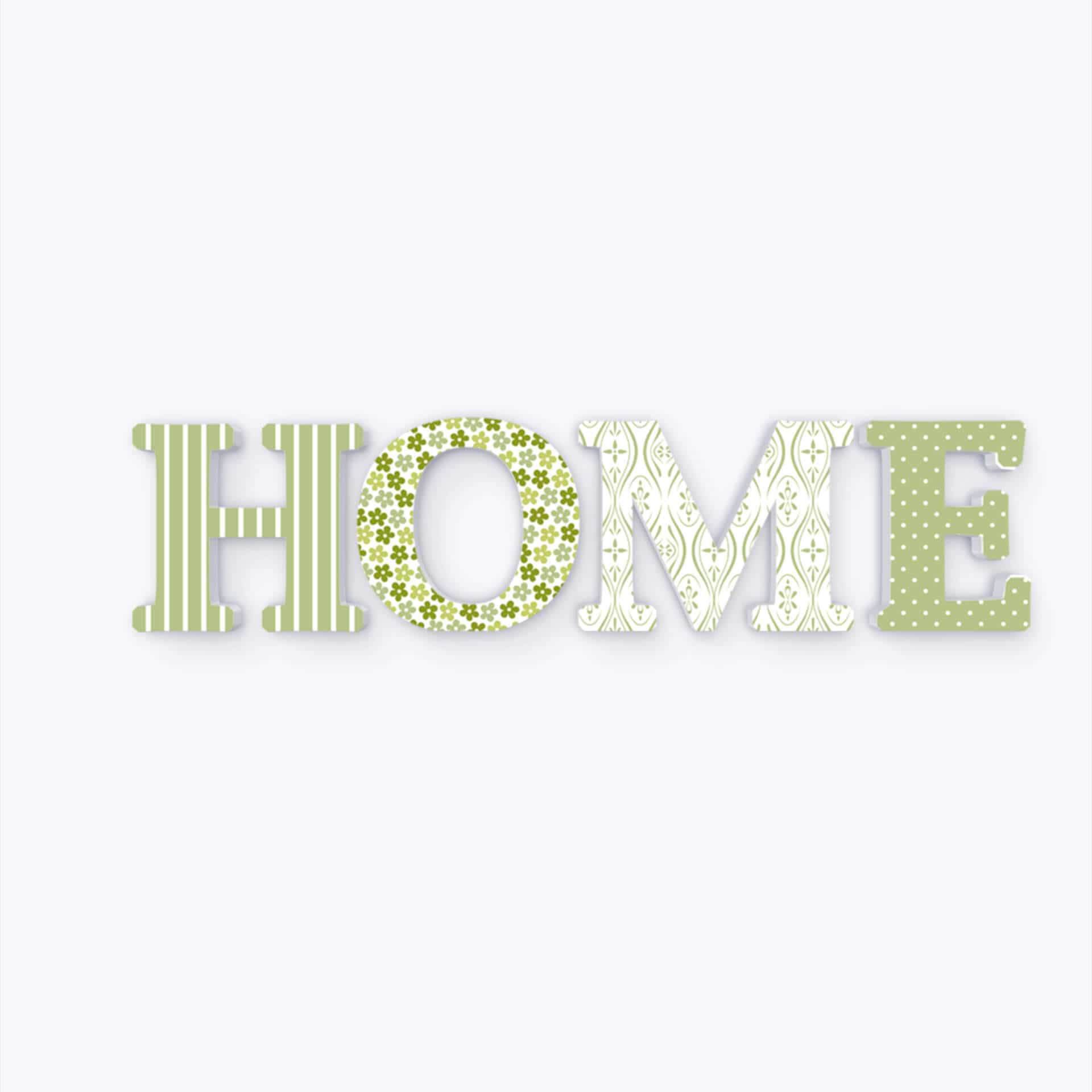 Litery dekoracyjne 3D HOME zielone