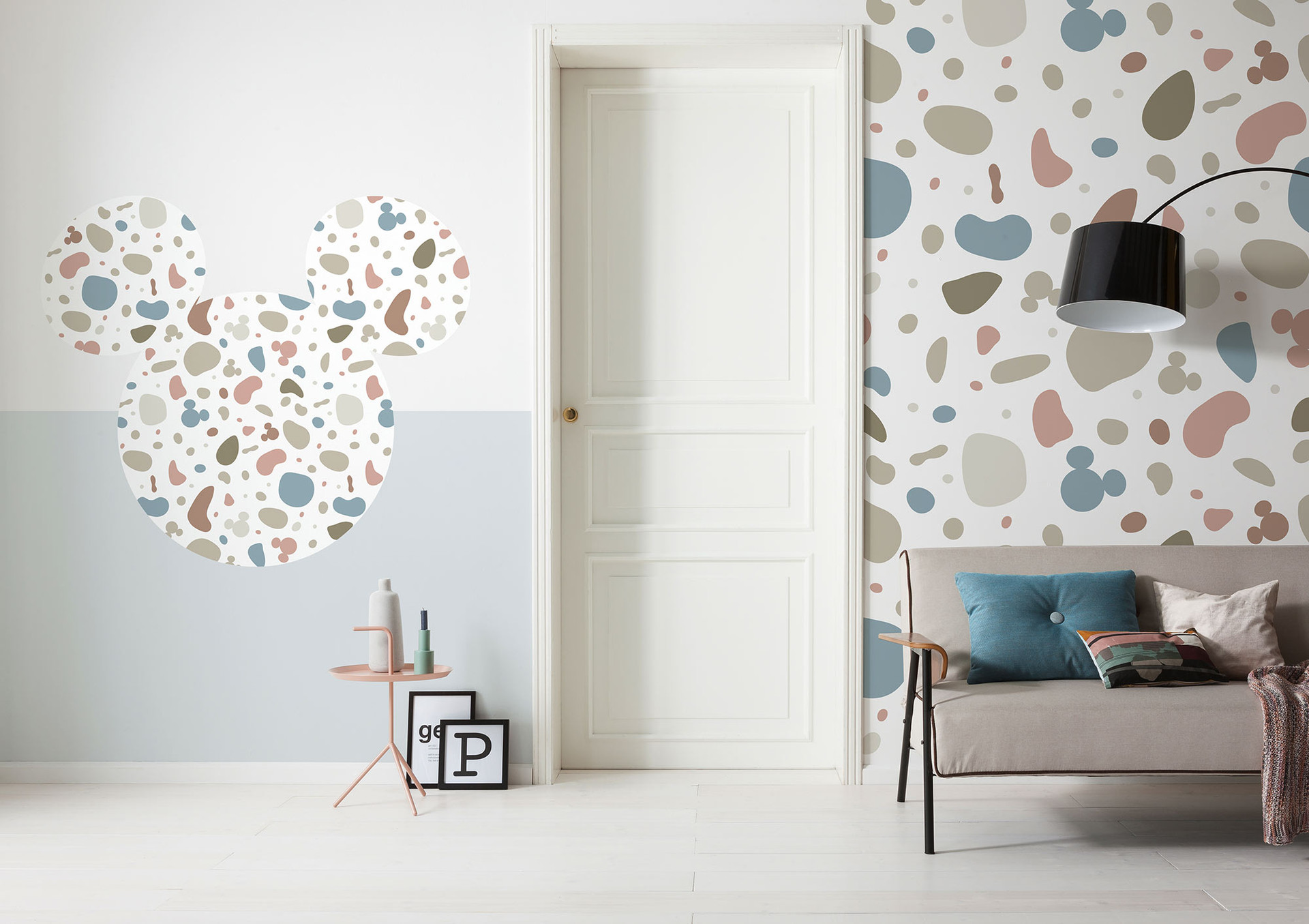 zelfklevend vlies behang - Mickey Head Terrazzo Bambino - 125 x 125 cm