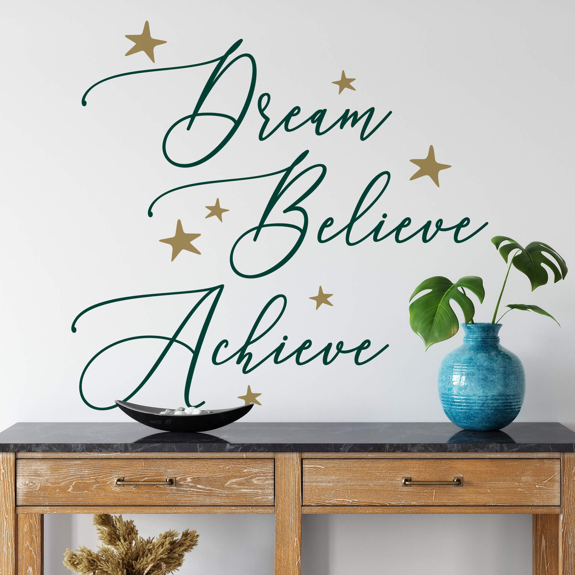 Wallsticker - Dream Believe Achieve (2-farvet)