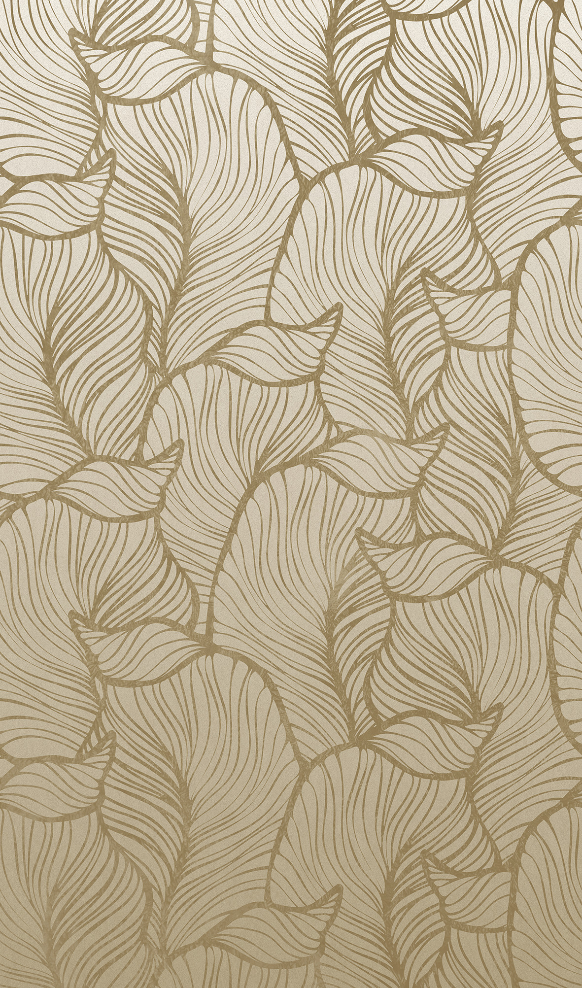 Abstract bladmotief behang Beige, Bloemig 2.70 x 1.59 m
