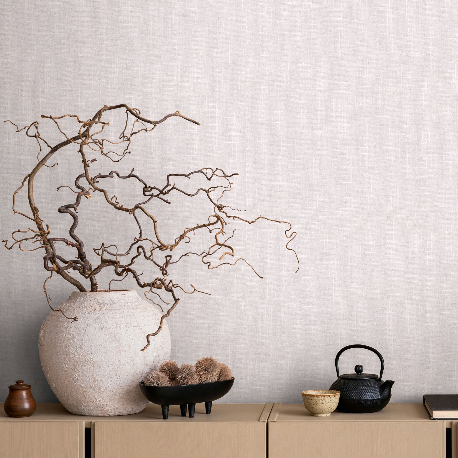 Vliesbehang, structuur effen modern mat in roze