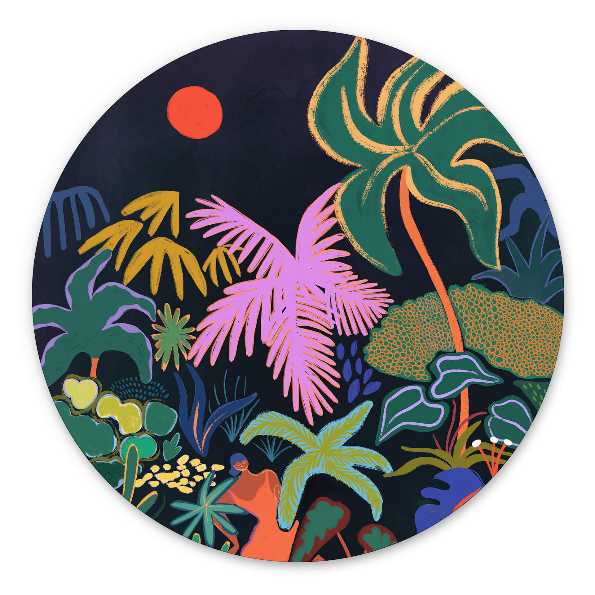 Vægcirkel Arty Guava - Exotic Jungle – print på aluminium (Alu-Dibond)