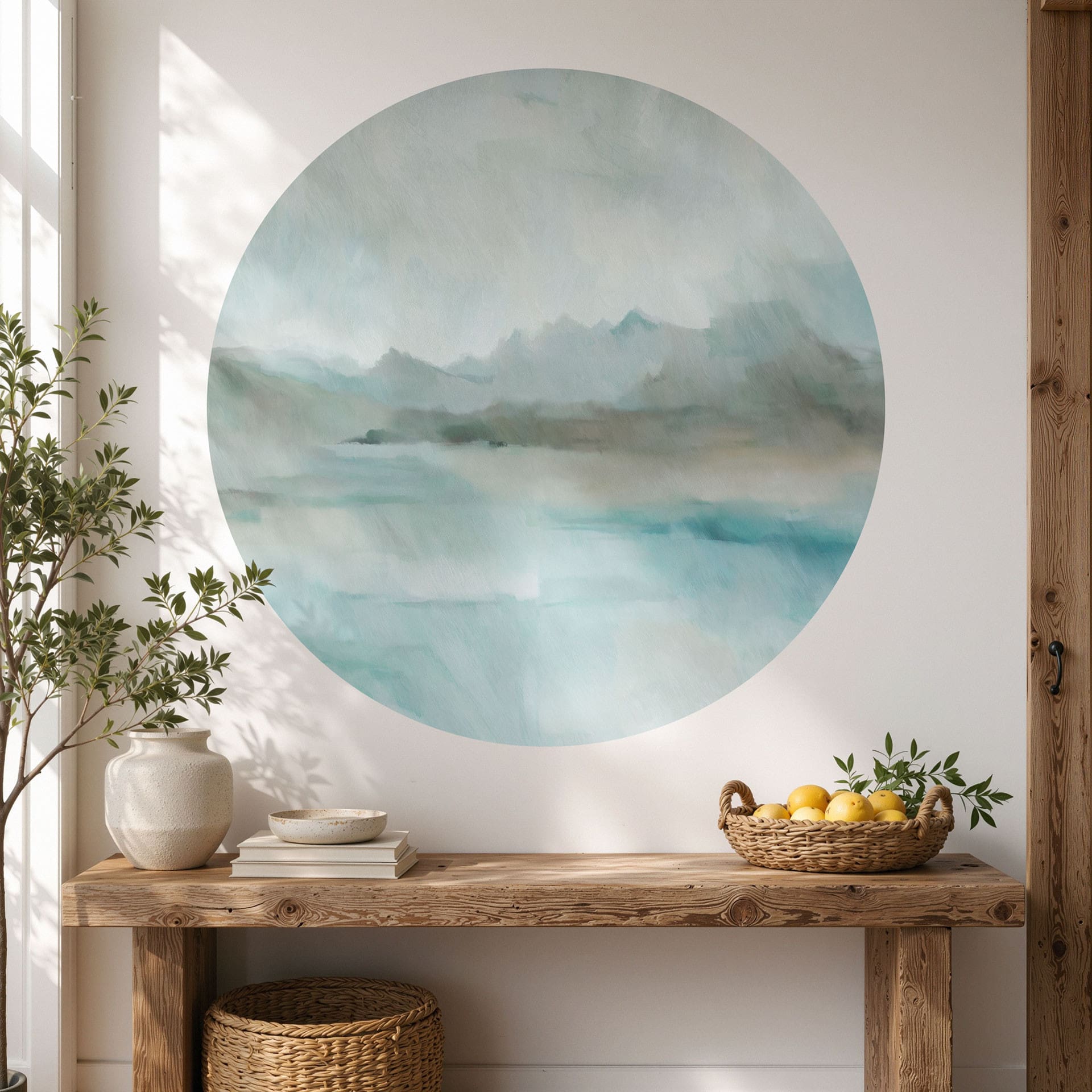 Muursticker Velvet Horizon - Abstract Meer - Sir Edward x Grigory Gladarev - Rond