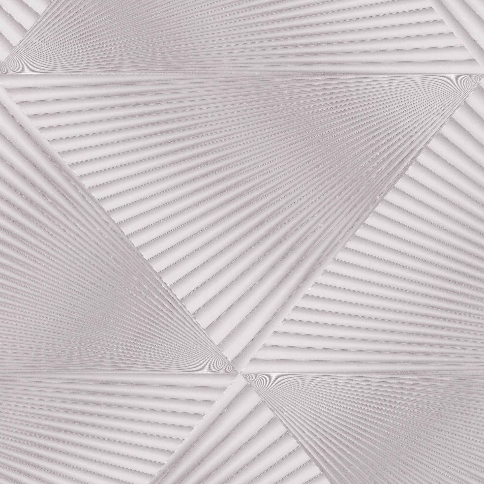 Vliesbehang met grafische patronen en metallic effect in taupe