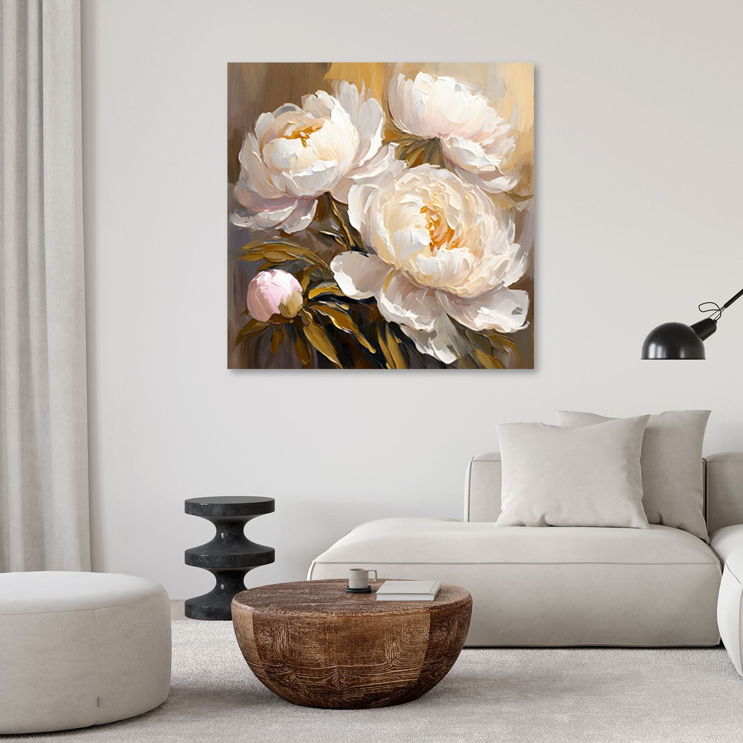 Leinwandbild an der Wand Pfingstrosen handgemalt