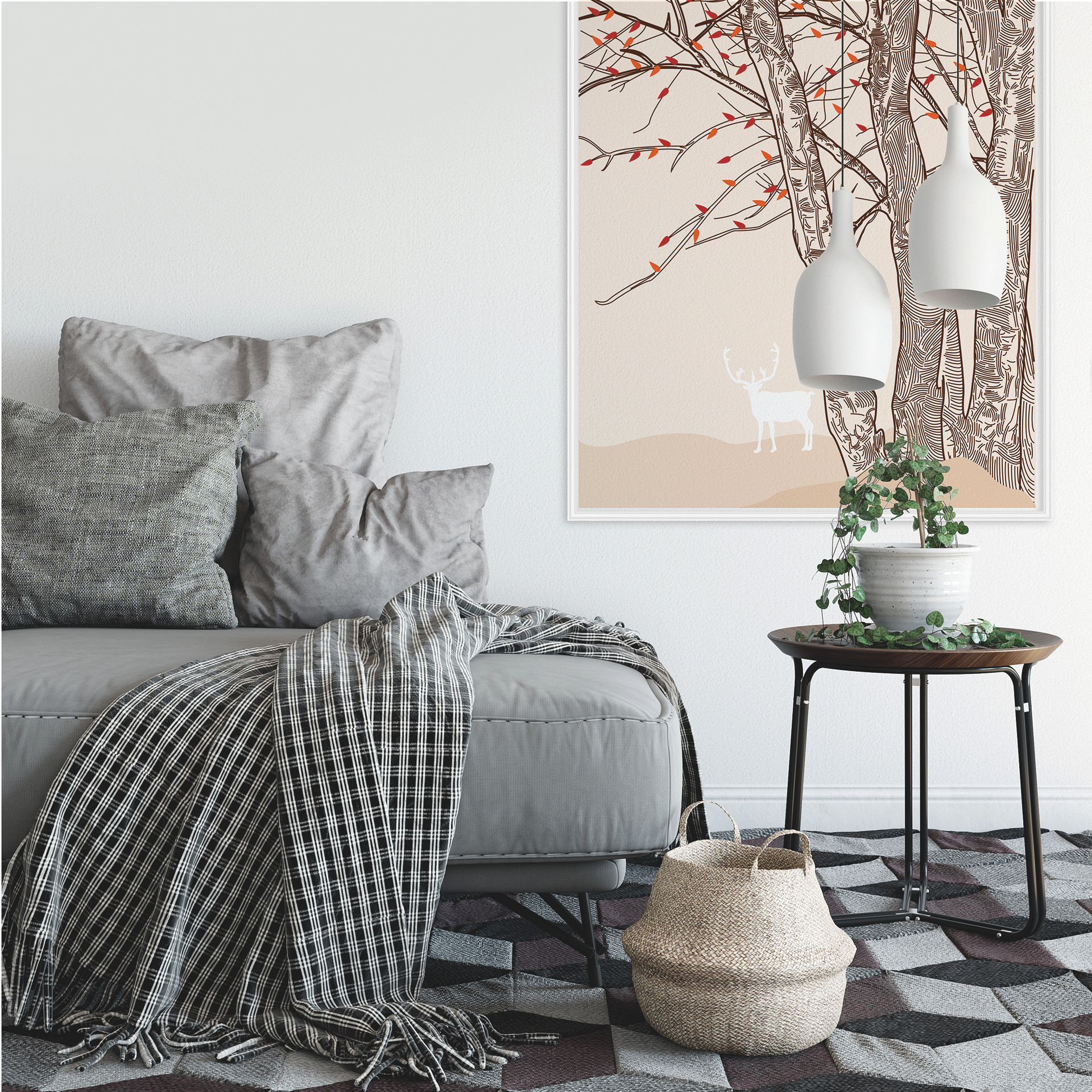 Wallprint W - Hirsch im Wald