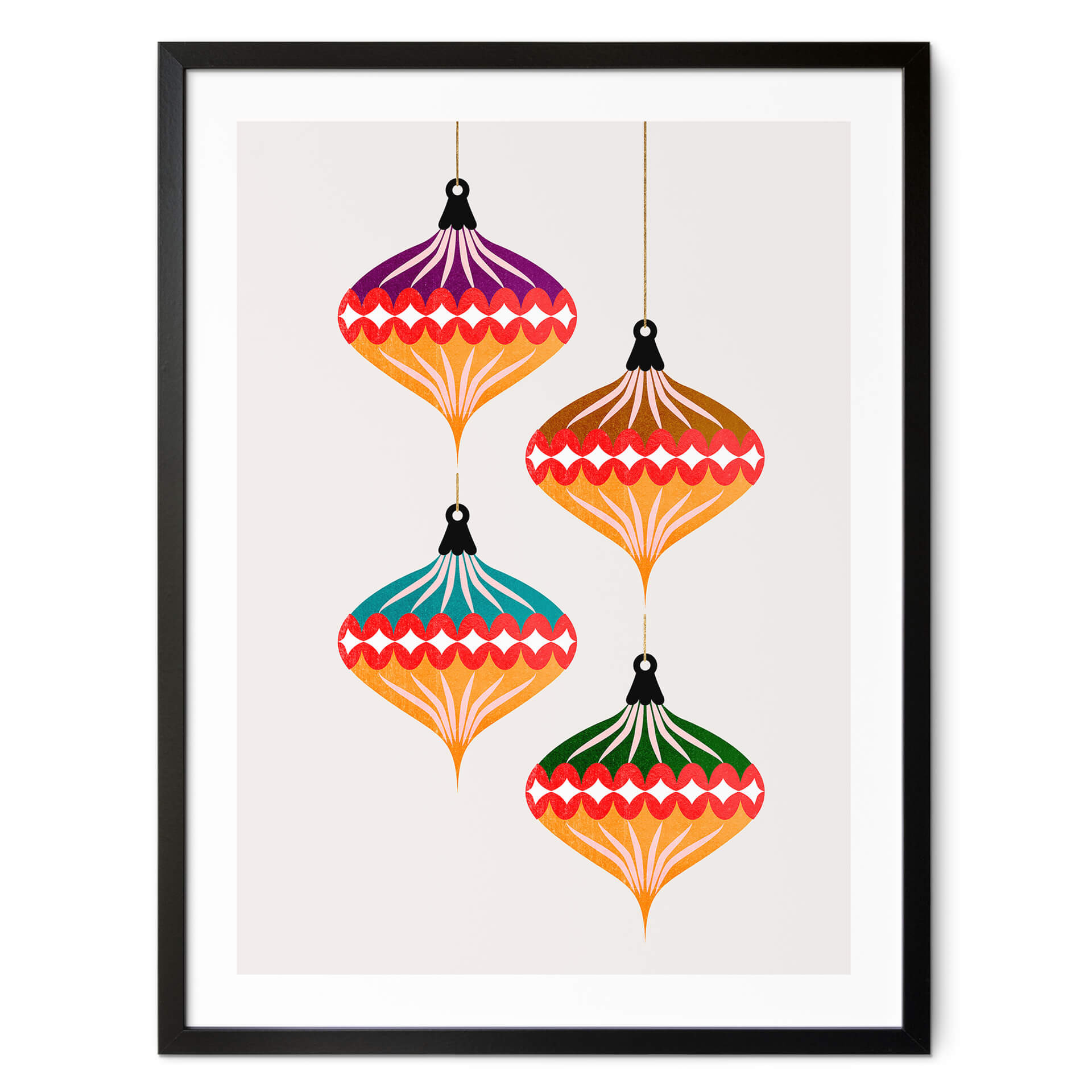 Plakat Kubistika - świąteczne bombki retro