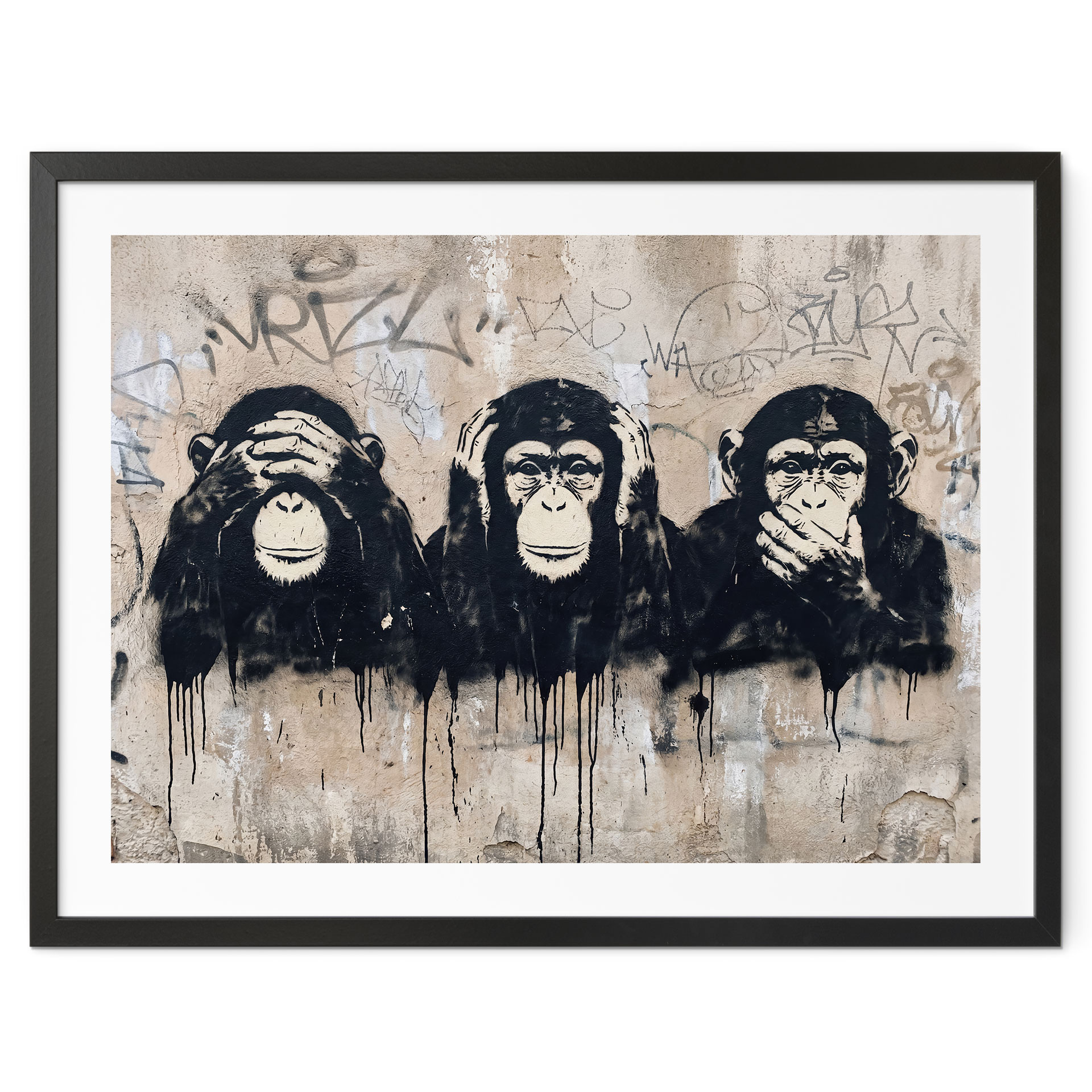 Poster Drie Apen Streetart Graffiti - Magnusson
