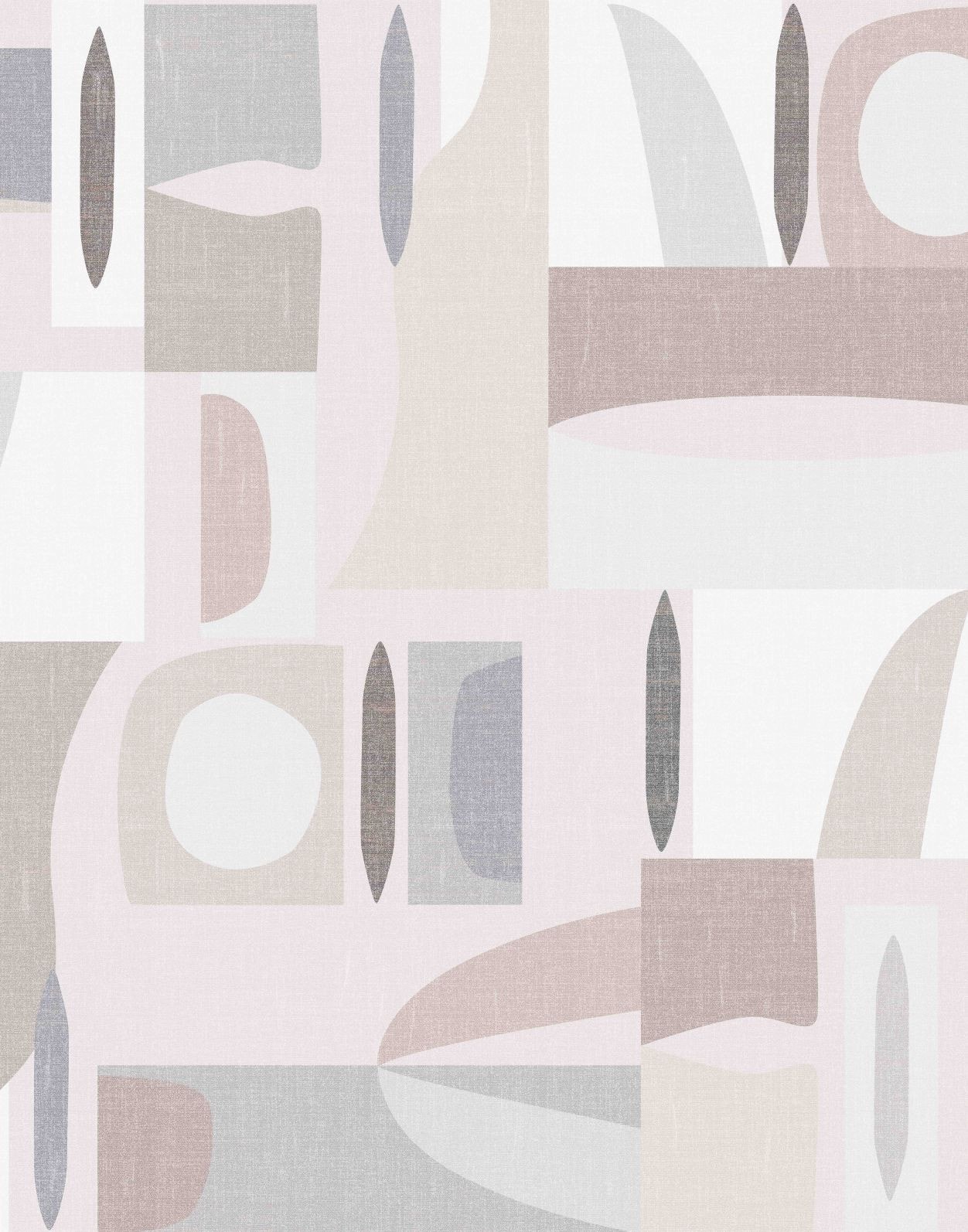 Papier peint photo Géométrie abstraite mid-century en gris & gris avec lin 2,7 x 2,12 m