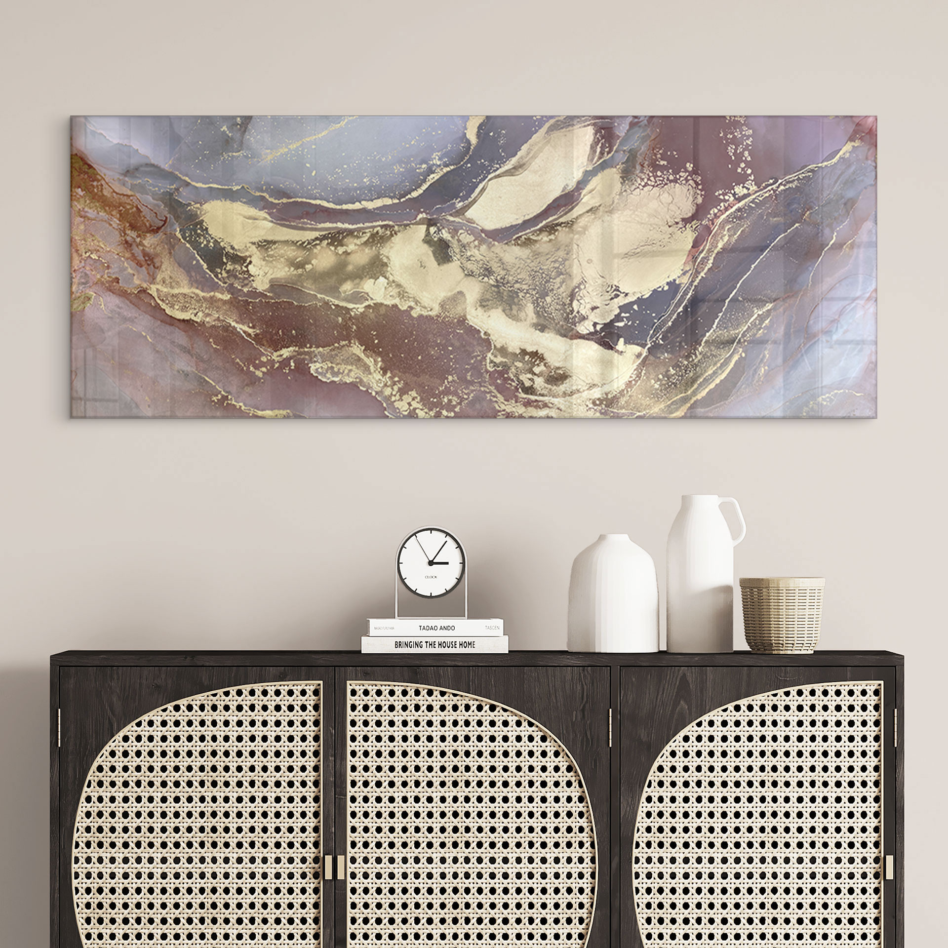 Acrylglasbild Edle Strukturen in Gold und Violett - Shelest - Panorama