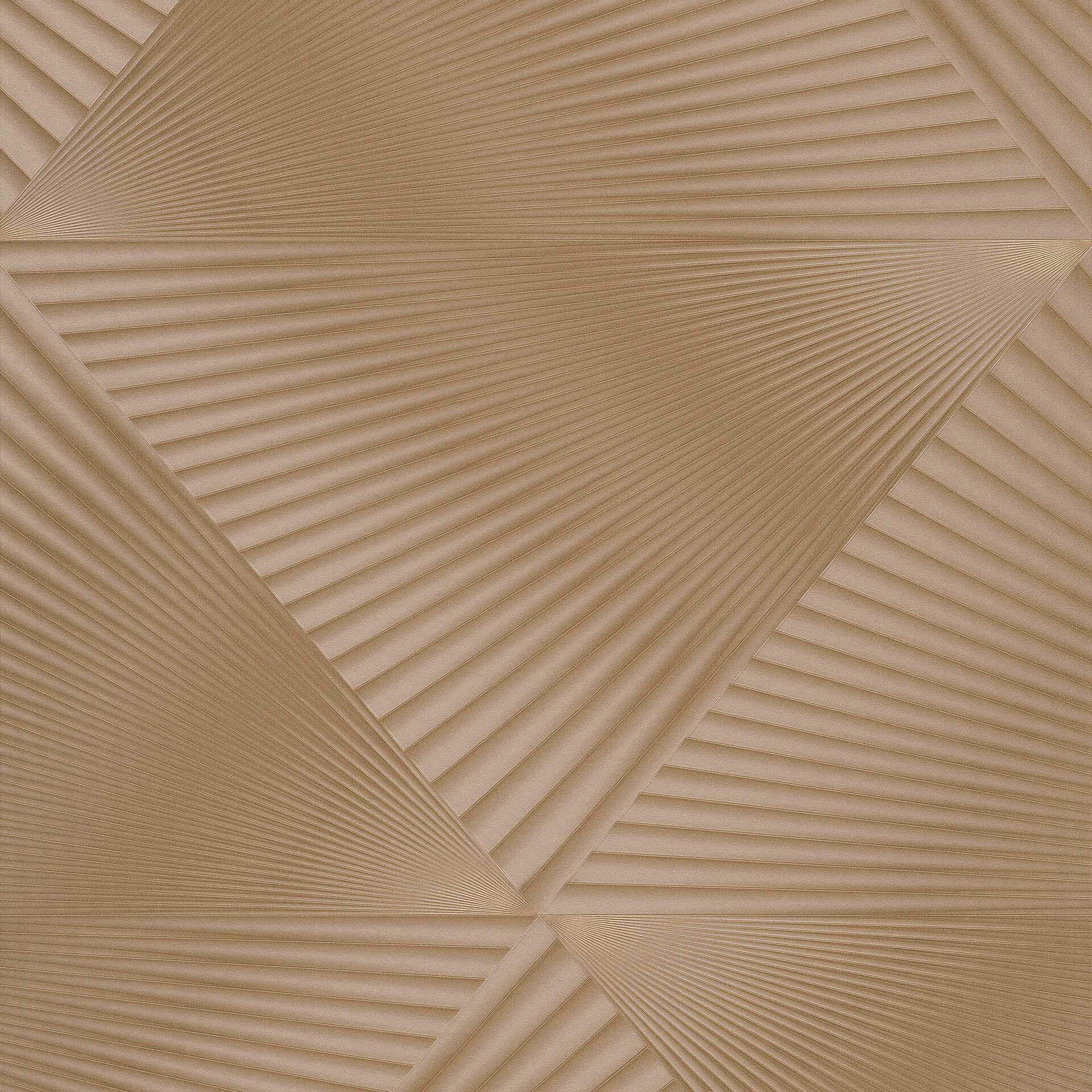 Vliesbehang met grafische patronen en metallic effect in goud