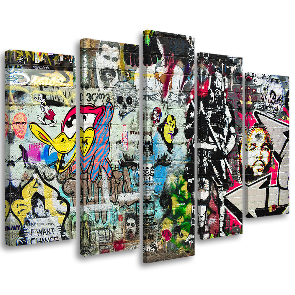 5 stykke lærredstryk Graffiti Street Art