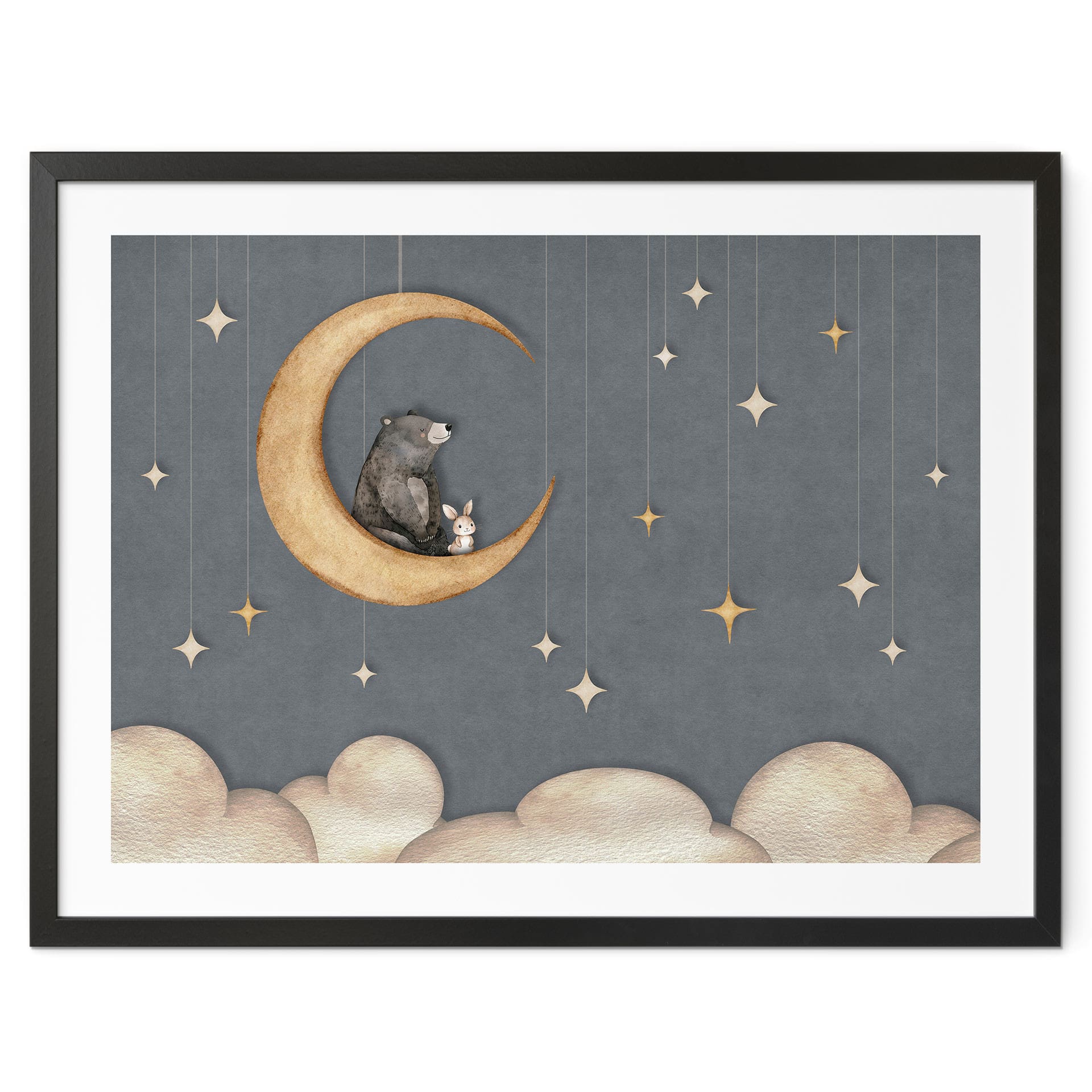 Poster Lièvre et Ours sur la Lune - Oliver Robins