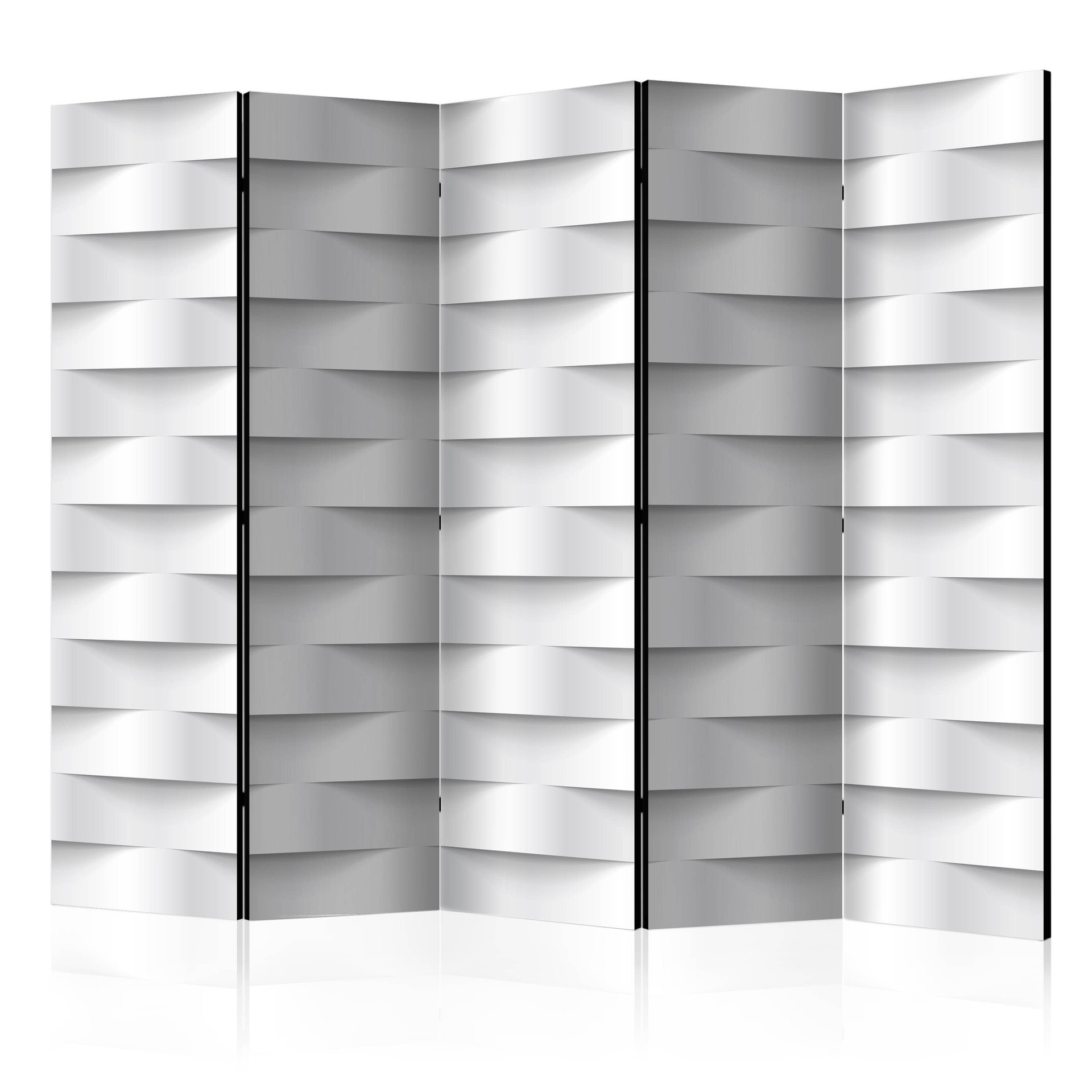 Skærmrumdeler - Hvid illusion, 5-delt - 225x172 cm